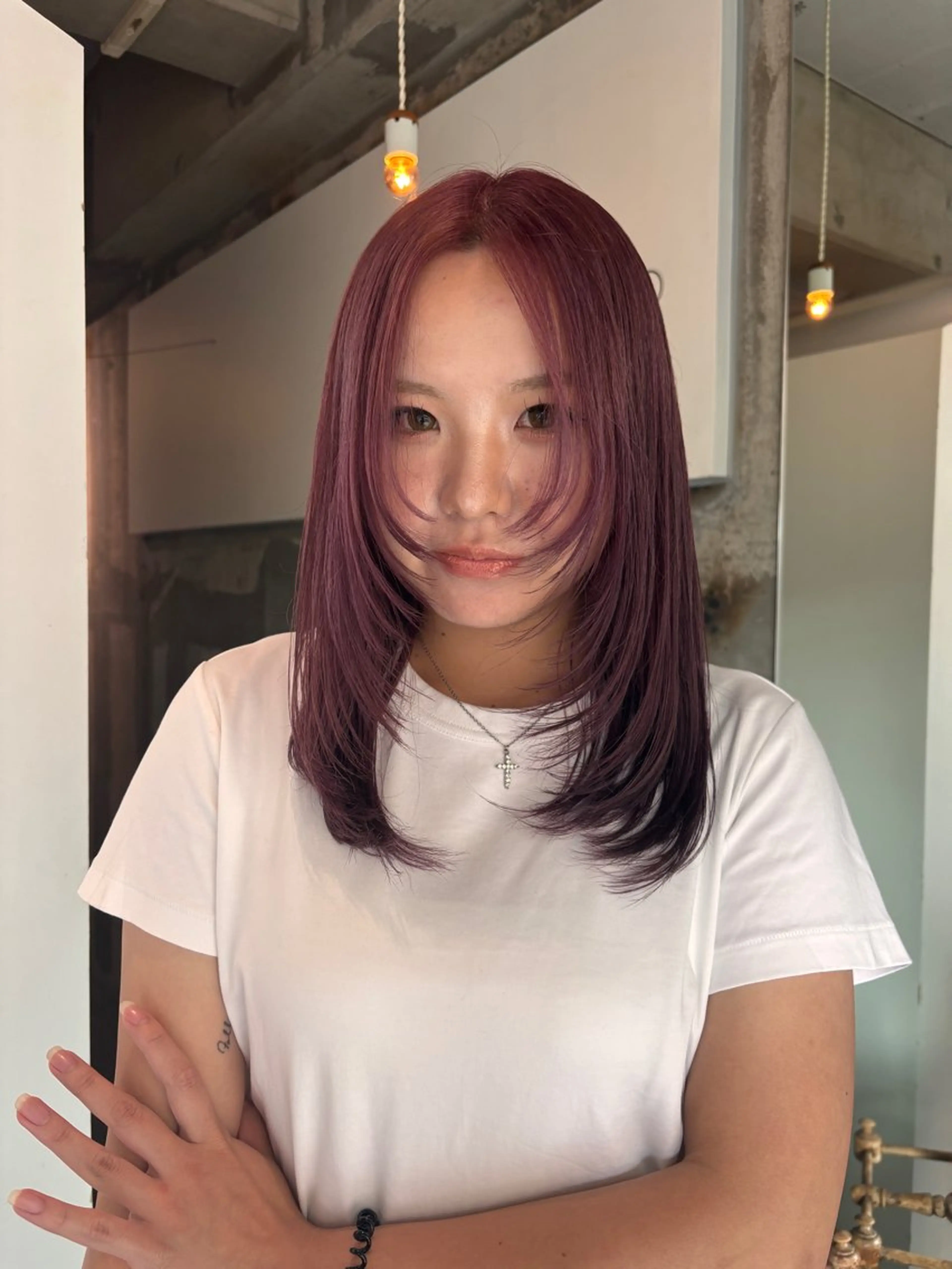 カラー セミロング mirai/レイヤー ボブ/ショートのヘアスタイル