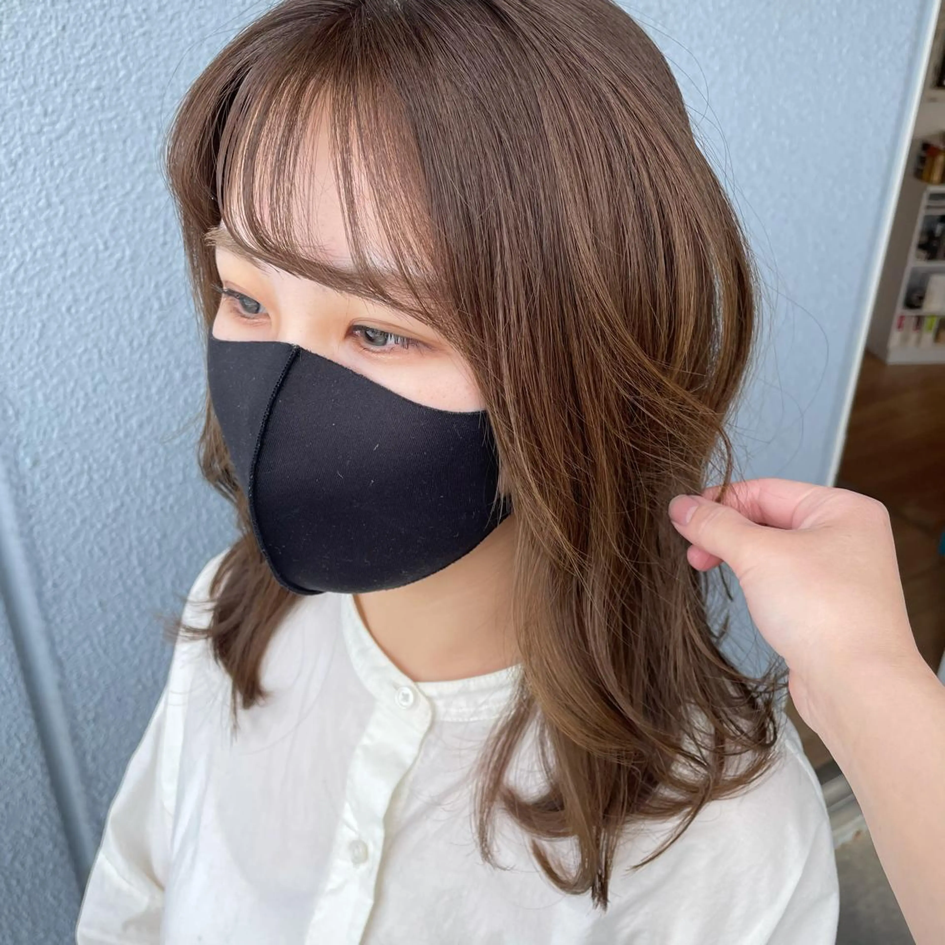 セミロング カラー ヘアアレンジ アッシュ ベージュカラー 透明感カラー カット ヘアカラー トリートメント なつき/艶ピンク/ girly hairのヘアスタイル
