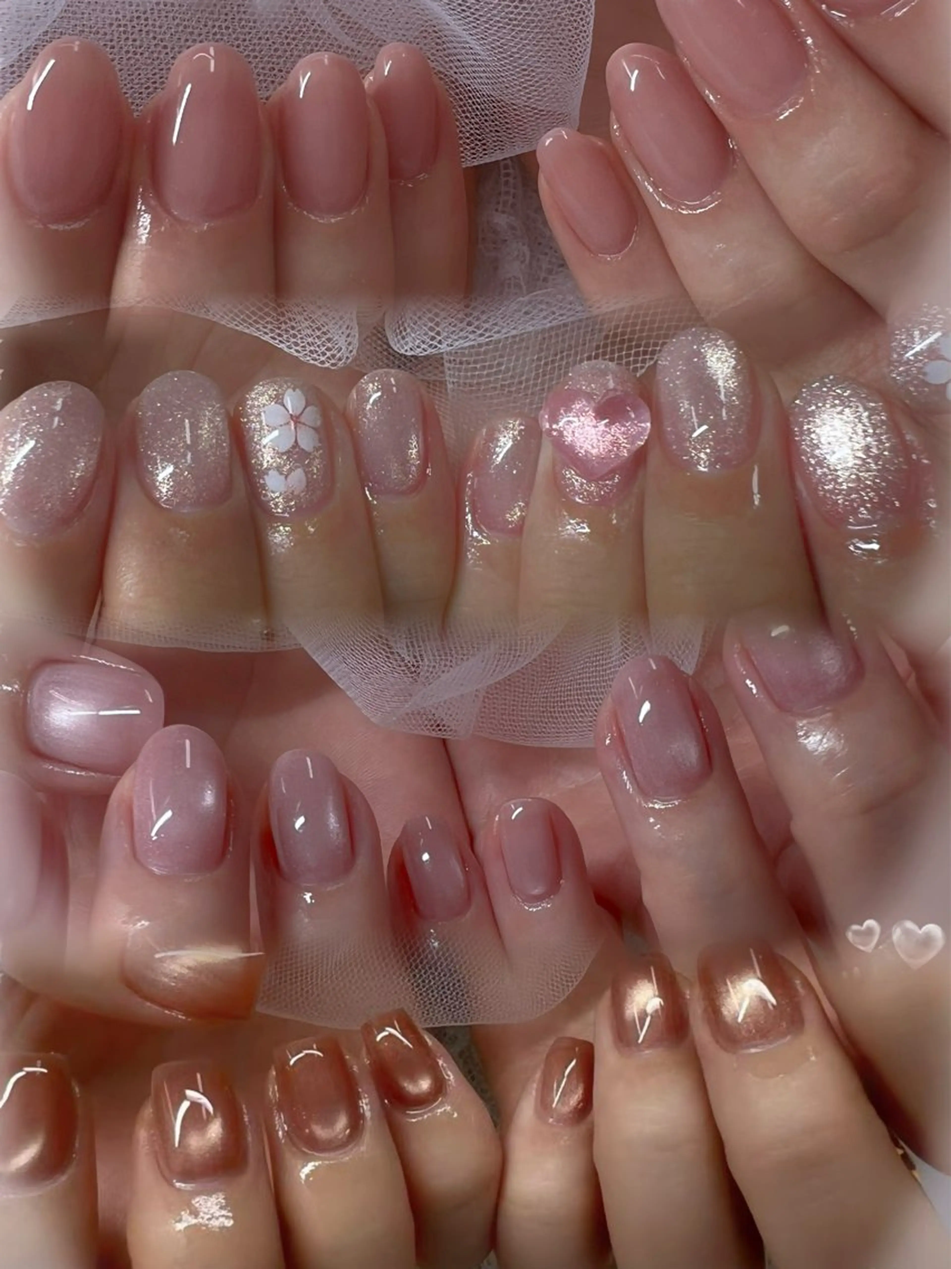 ネイル チークネイル フレンチネイル ガーリー ガラスフレンチ グラデーション ハンドネイル ハンドケア Chill Nailsalonのネイルデザイン