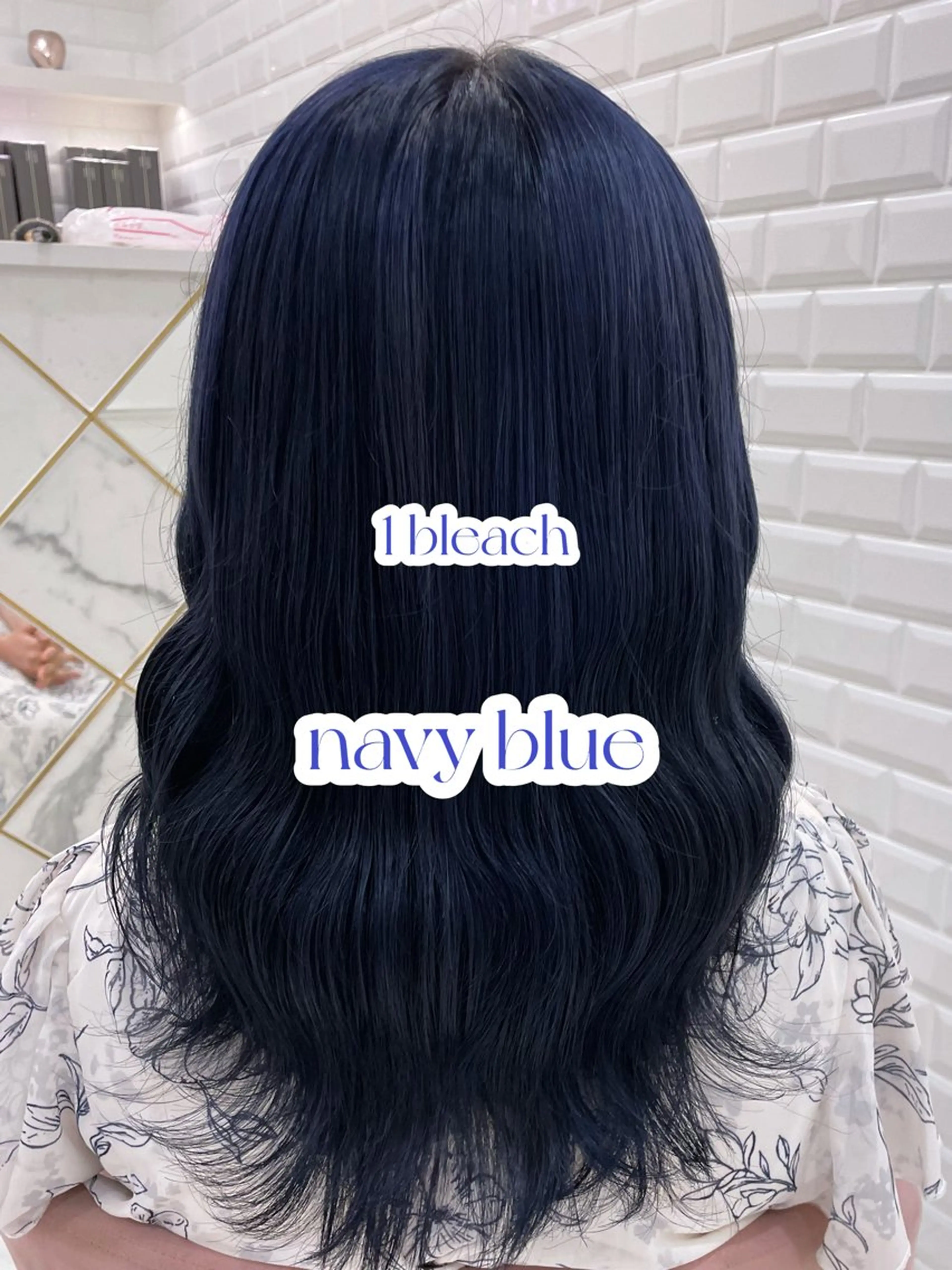 セミロング カラー ブルーカラー ネイビーカラー カット ヘアカラー トリートメント ガーリーカラー🩷 ユウ🍓💞のヘアスタイル