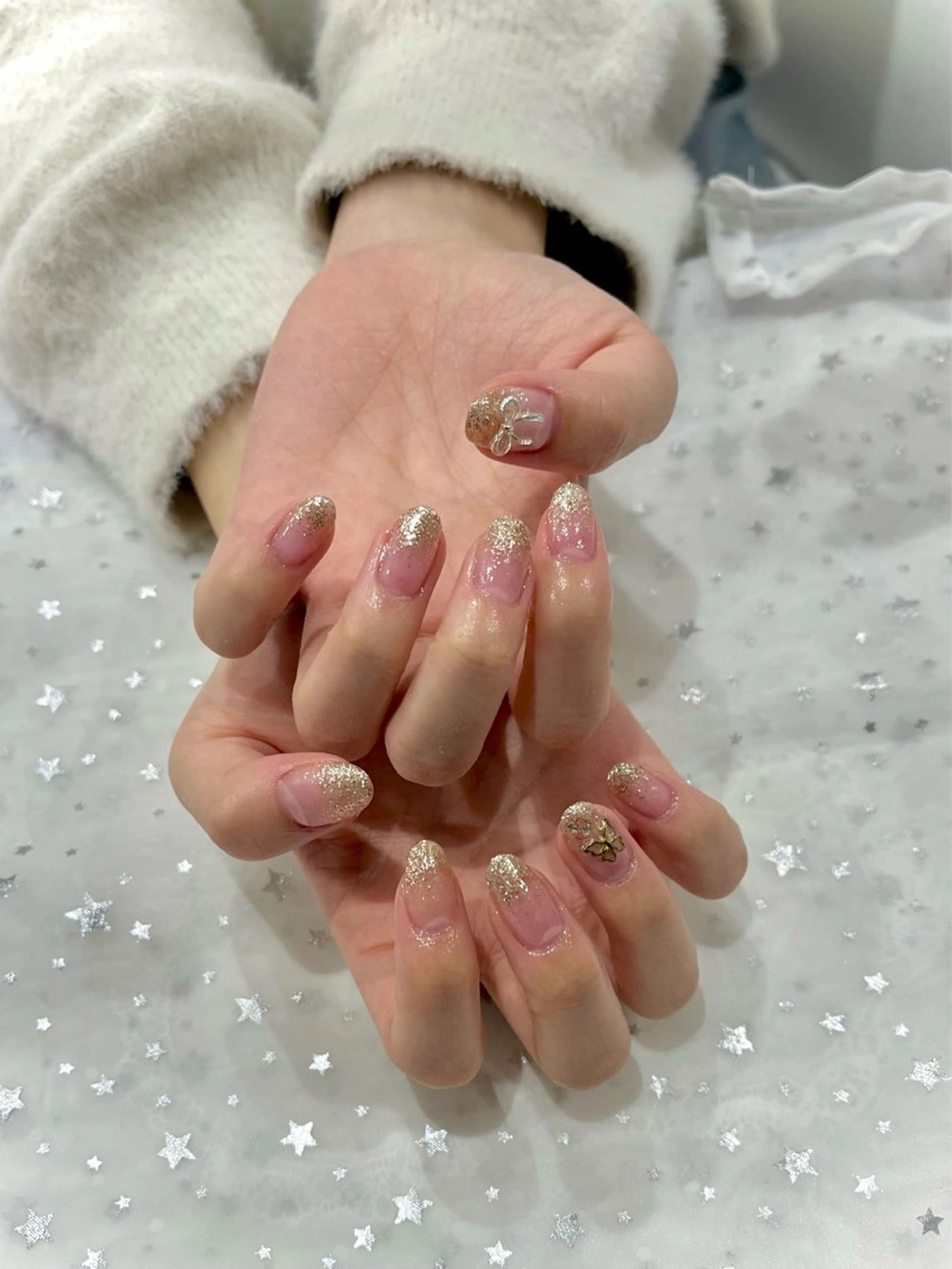 ネイル ゴールド ラメ(グリッター) ラメグラデーション Nail salon Cielel⟡Ayaのネイルデザイン