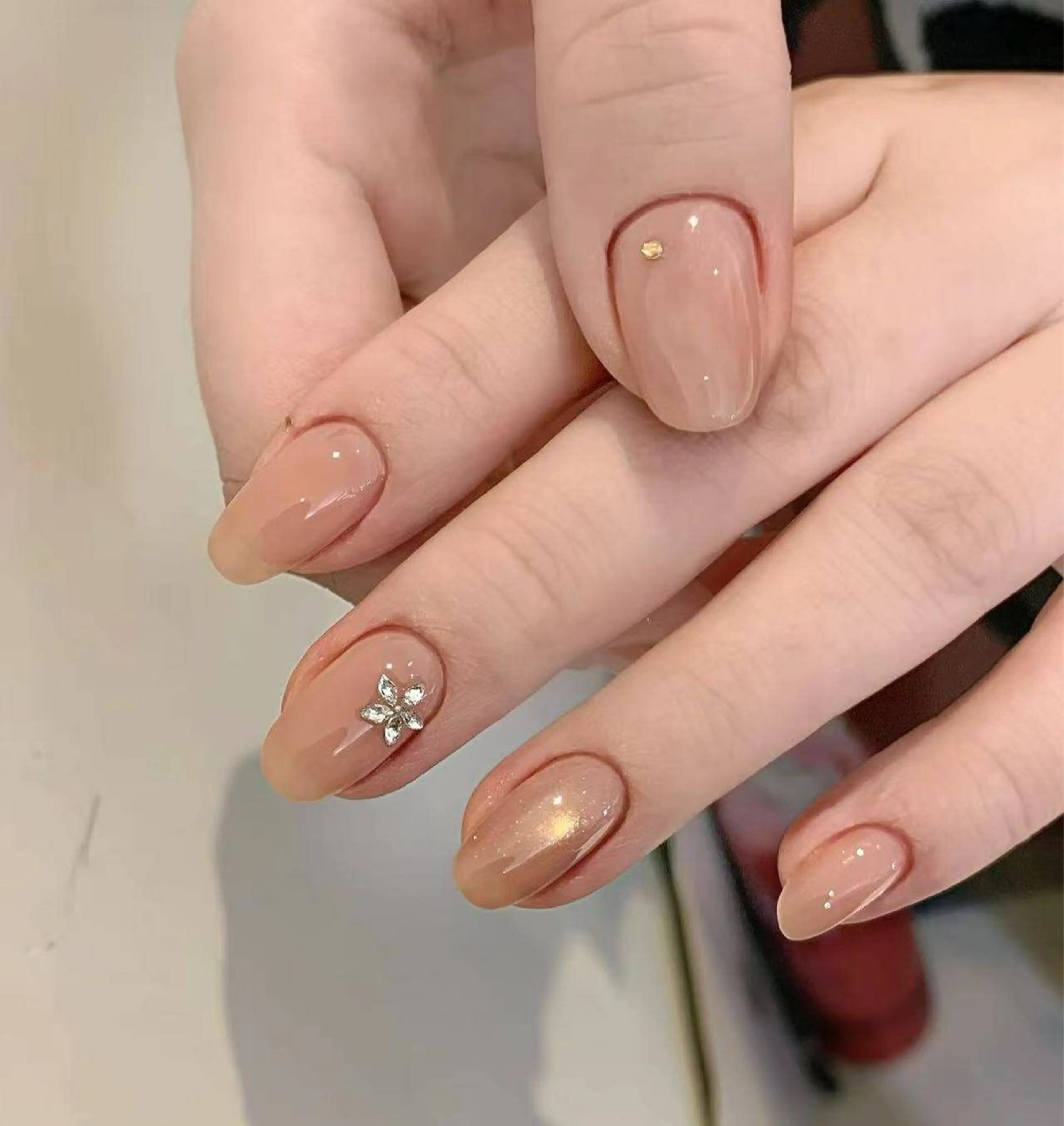 ネイル フラワーネイル フレンチネイル ジェルネイル ガラスフレンチ ハート ハンドネイル ハンドケア BabyYouMi nailのネイルデザイン