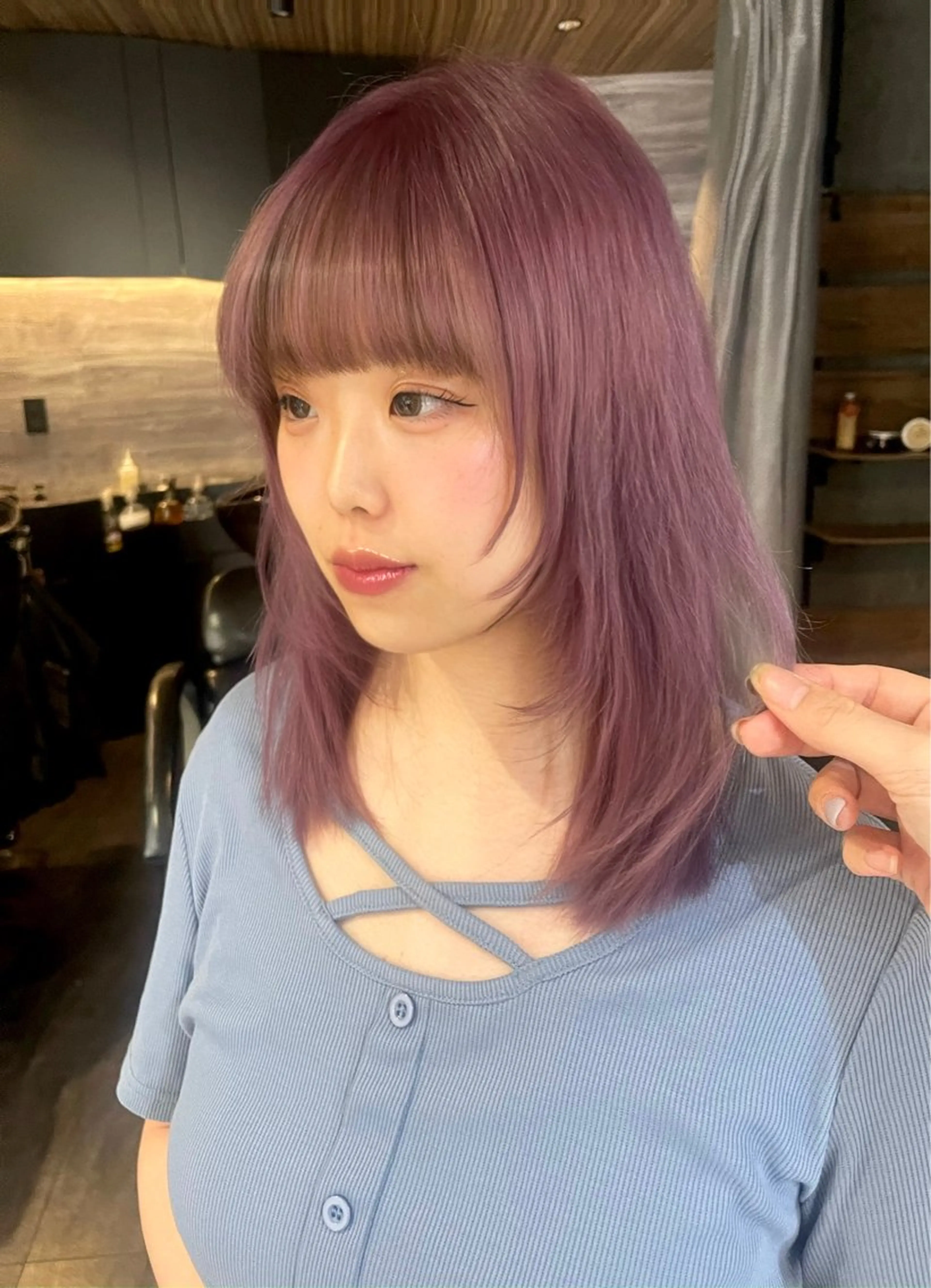 ミディアム ヘアカラー レイヤーカット/韓国 /艶髪/ダブルカラーのヘアスタイル