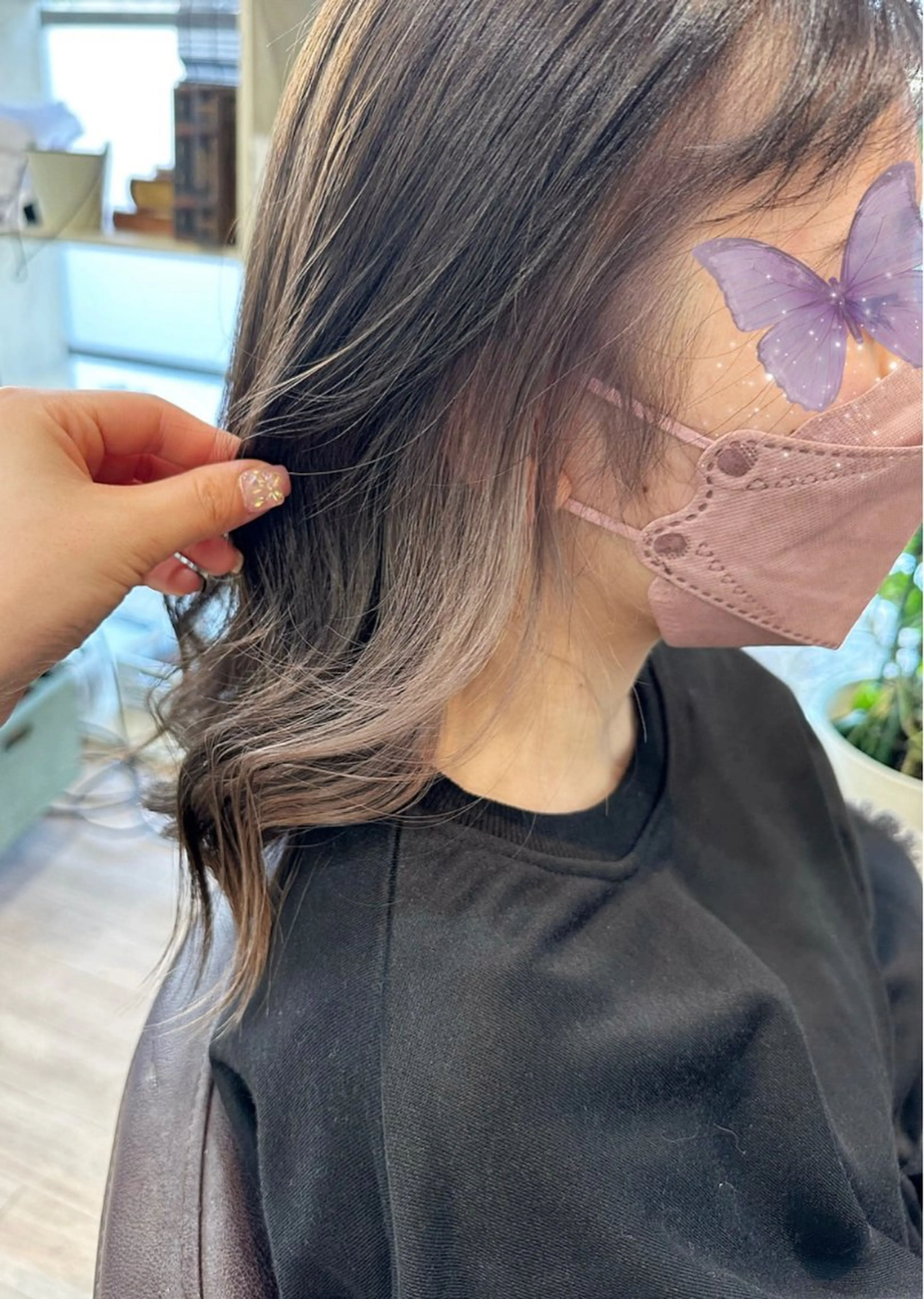 ミディアム ヘアカラー ツヤ髪質改善 💜れいな💜のヘアスタイル