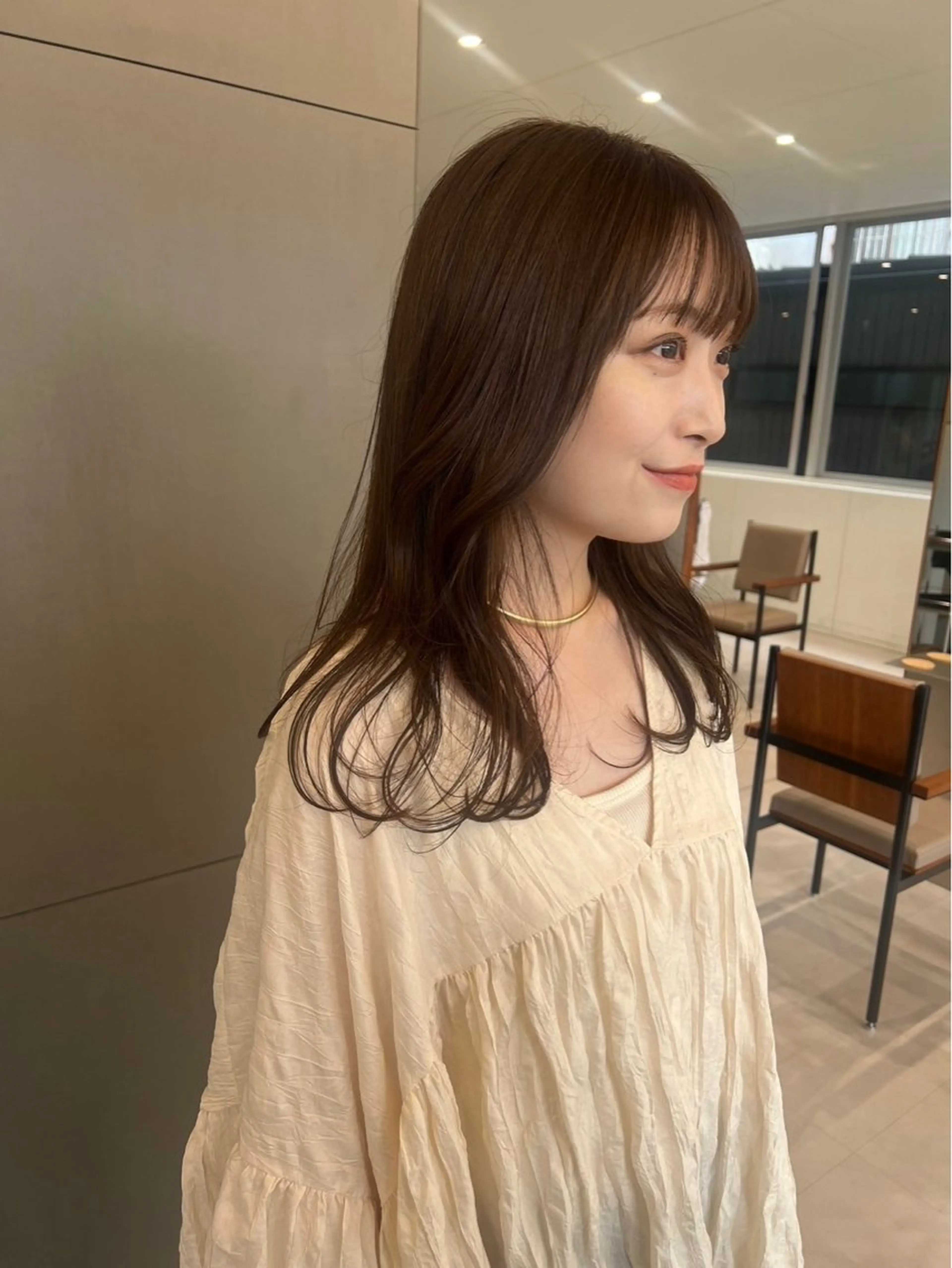 ミディアム カット ヘアカラー トリートメント レイヤーカット/暖色 カラー/mao🎀のヘアスタイル