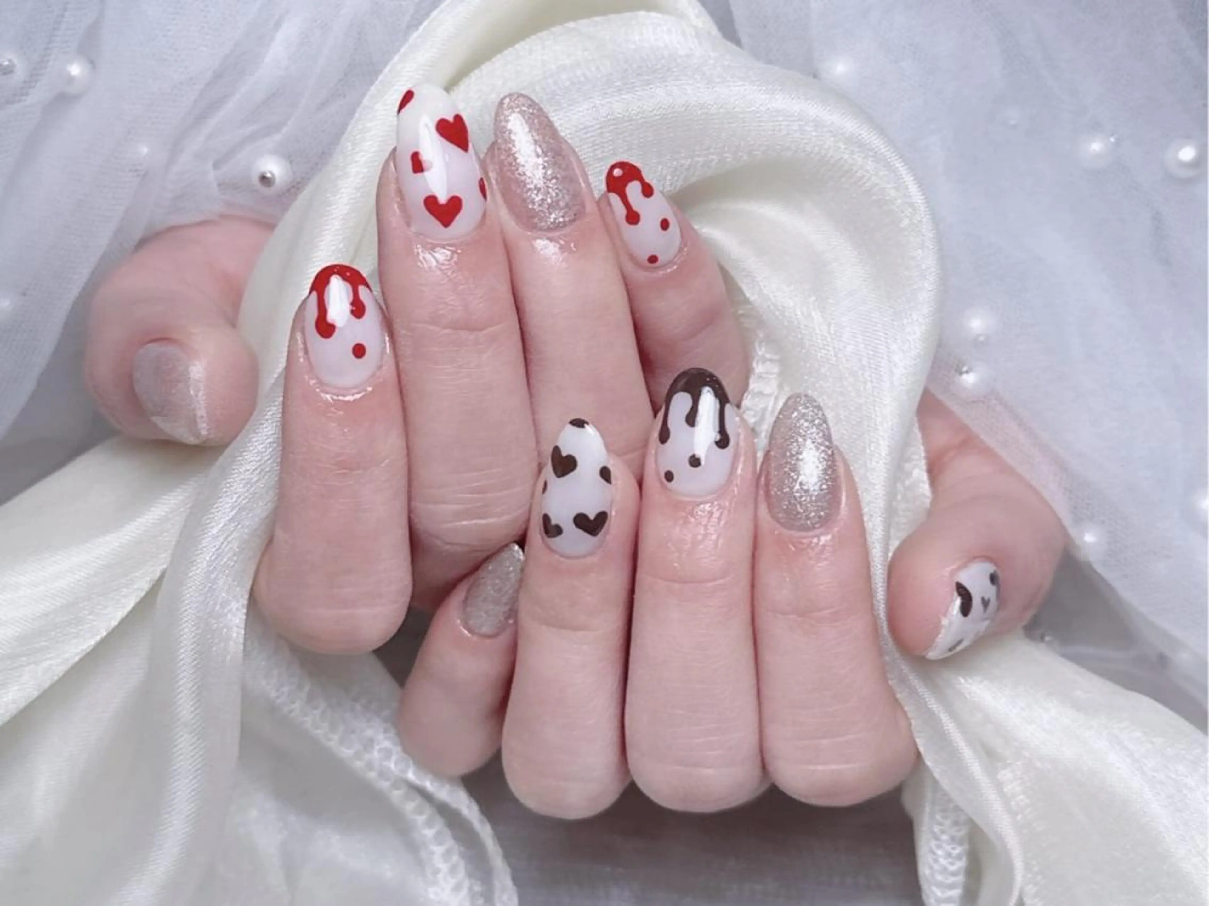 ネイル 長さ出し フレンチネイル ジェルネイル ガラスフレンチ 韓国ネイル ハンドネイル ハンドケア ゆ みのネイルデザイン