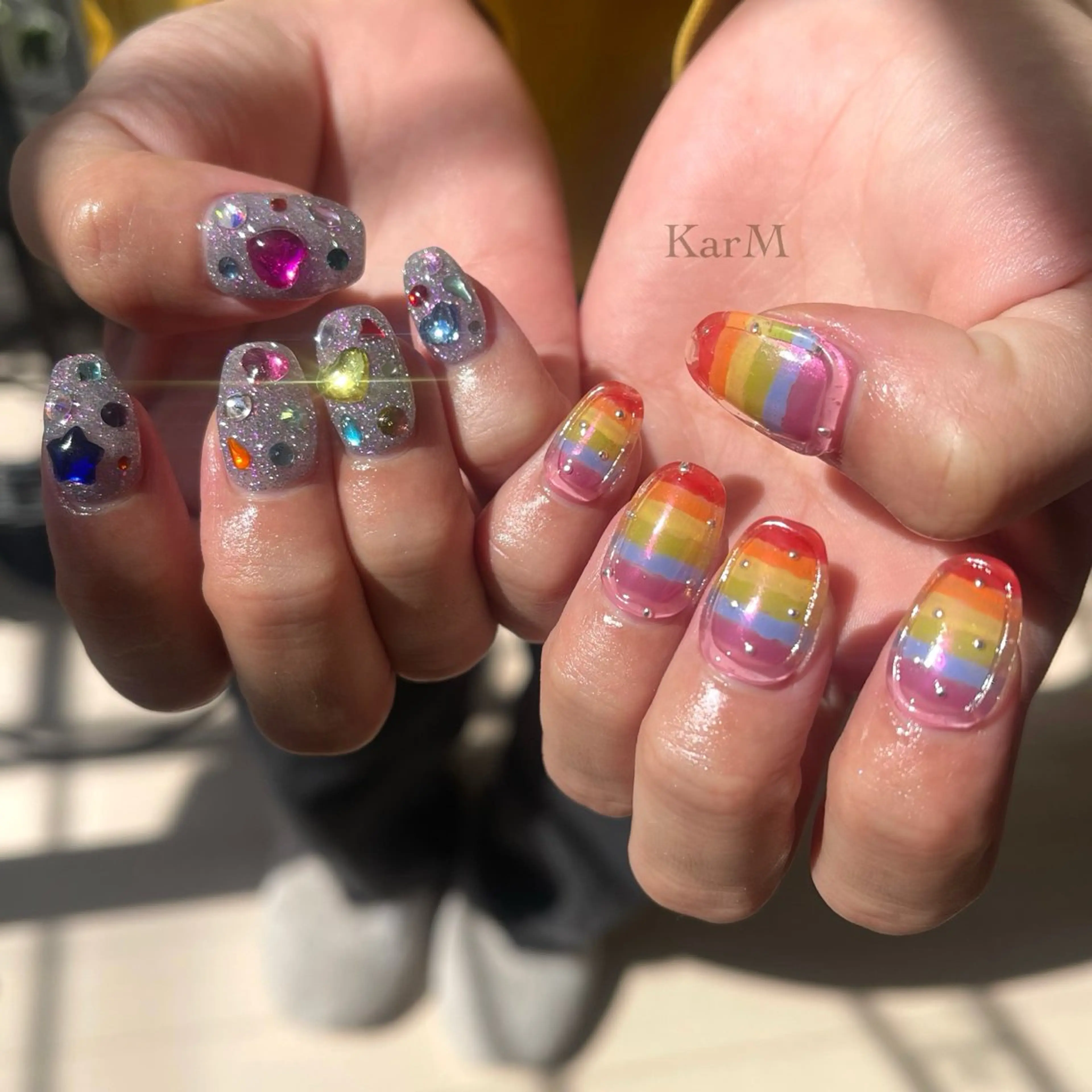 ネイル オーロラネイル チークネイル フラッシュネイル フレンチネイル グラデーション ハンドネイル ogino karinのネイルデザイン