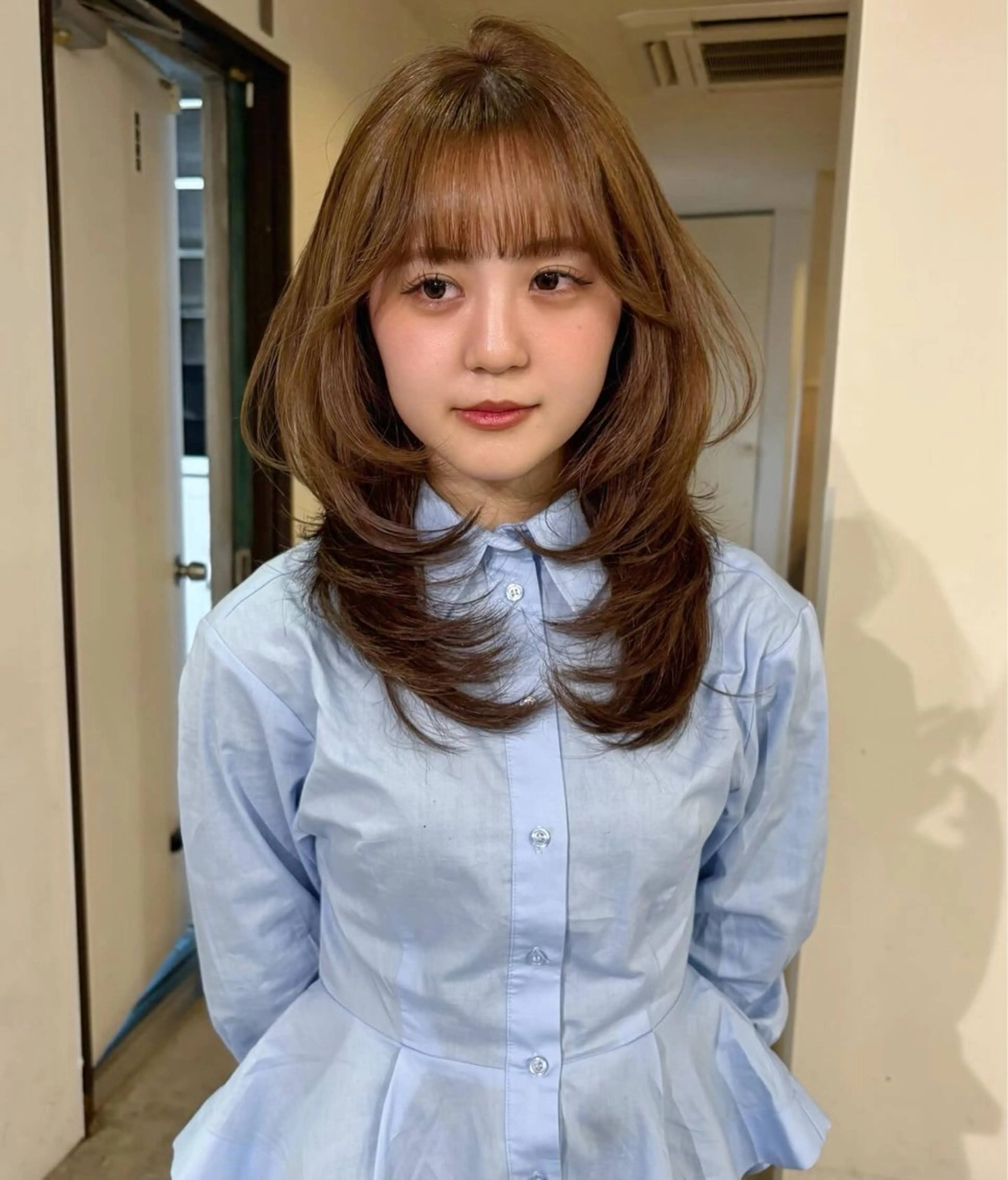 ロング カラー ブリーチ ダブルカラー ブリーチなしカラー カット ヘアカラー mizuki/ピンク ベージュ.レイヤーのヘアスタイル