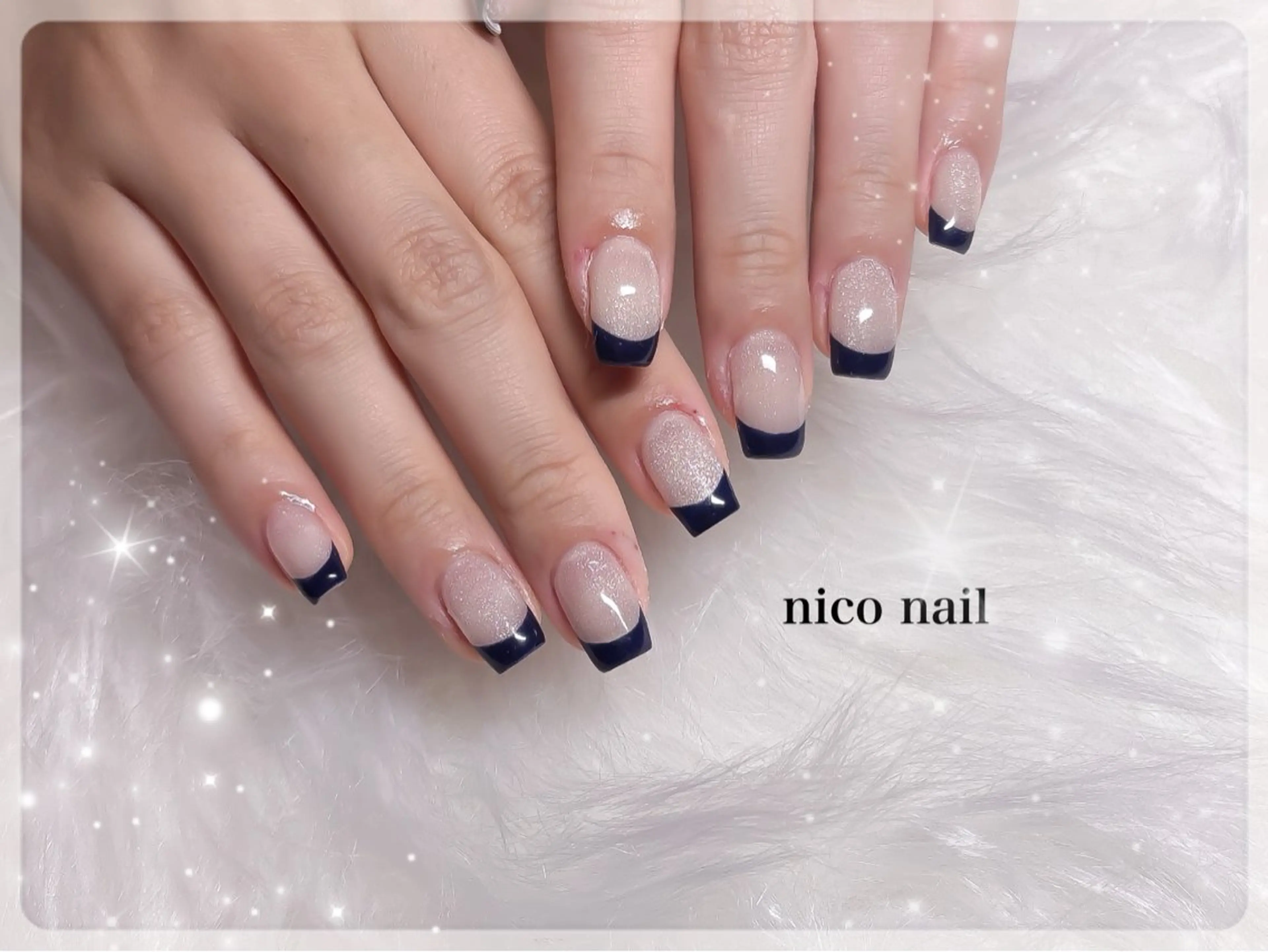 ネイル フレンチネイル ガーリー キラキラネイル ラメ(グリッター) マグネットネイル 三鷹🎀韓国ネイル/ niconail🪄のネイルデザイン