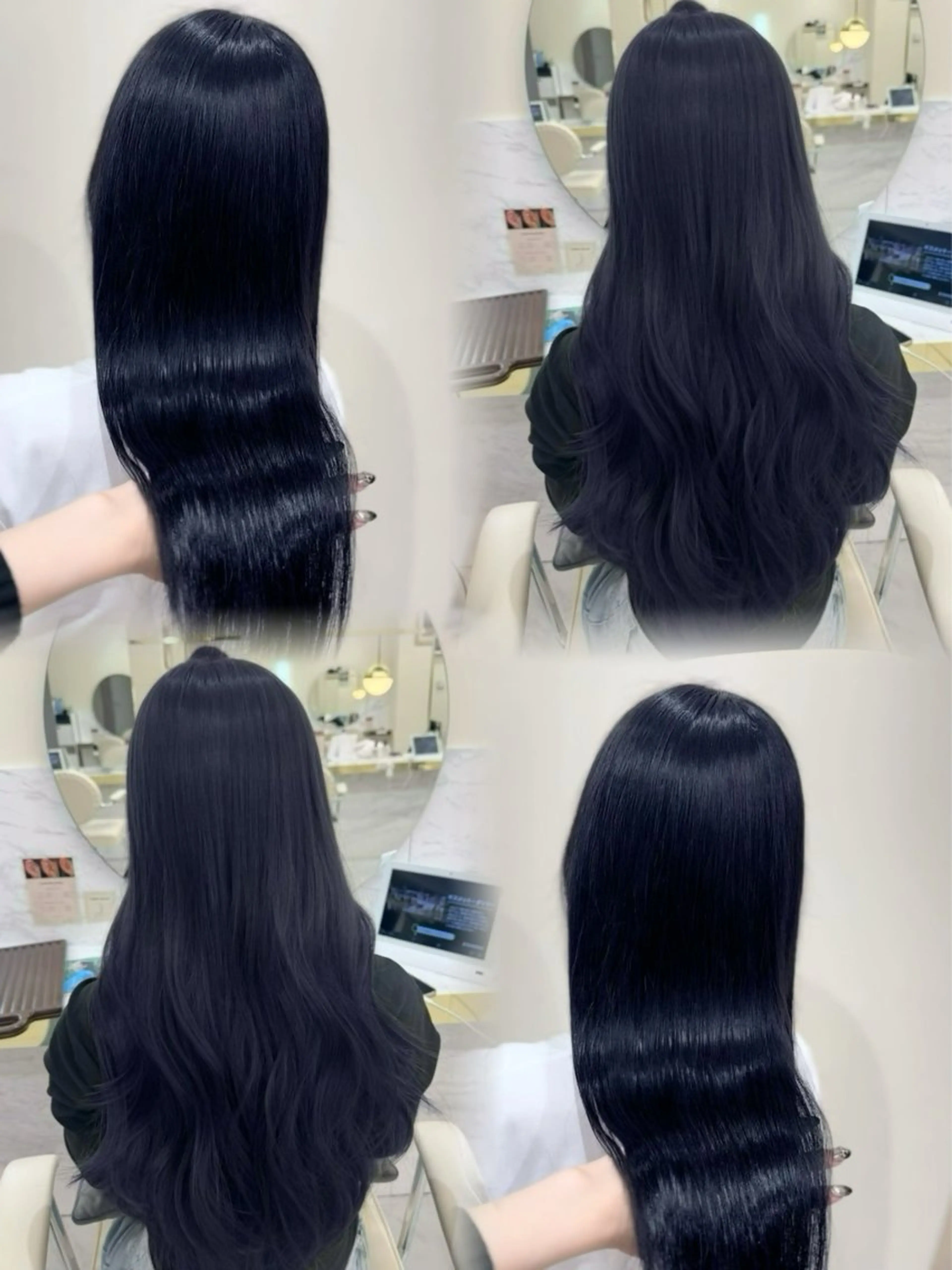 ロング カラー 黒髪 ブルーカラー ブルーブラック 透明感カラー 髪質改善 ヘアカラー 髪質改善🫧 カラー特化/Hinaのヘアスタイル