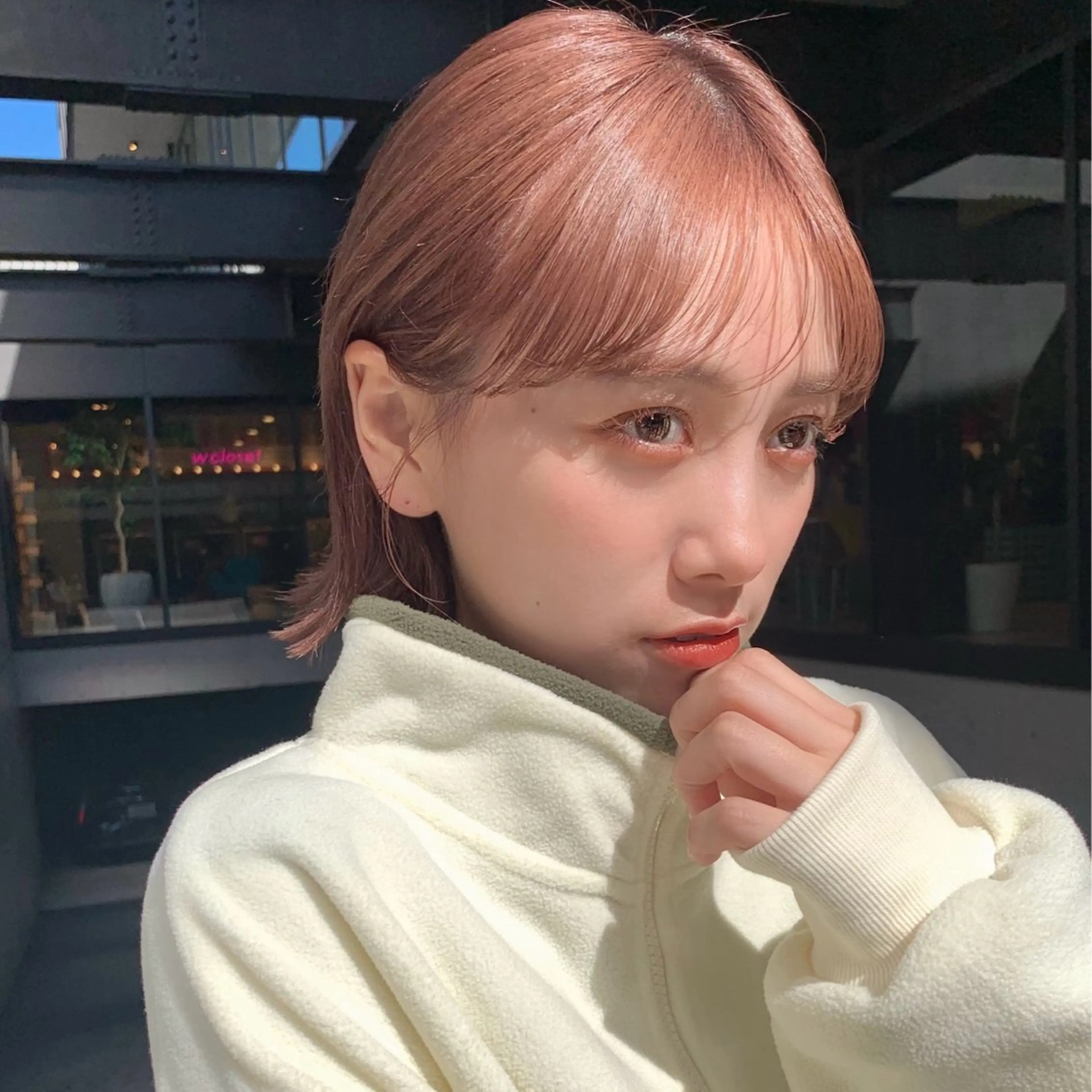 ショート カラー ヘアアレンジ ベージュカラー ピンクカラー ピンクベージュ カット ヘアカラー Say. Reeのヘアスタイル