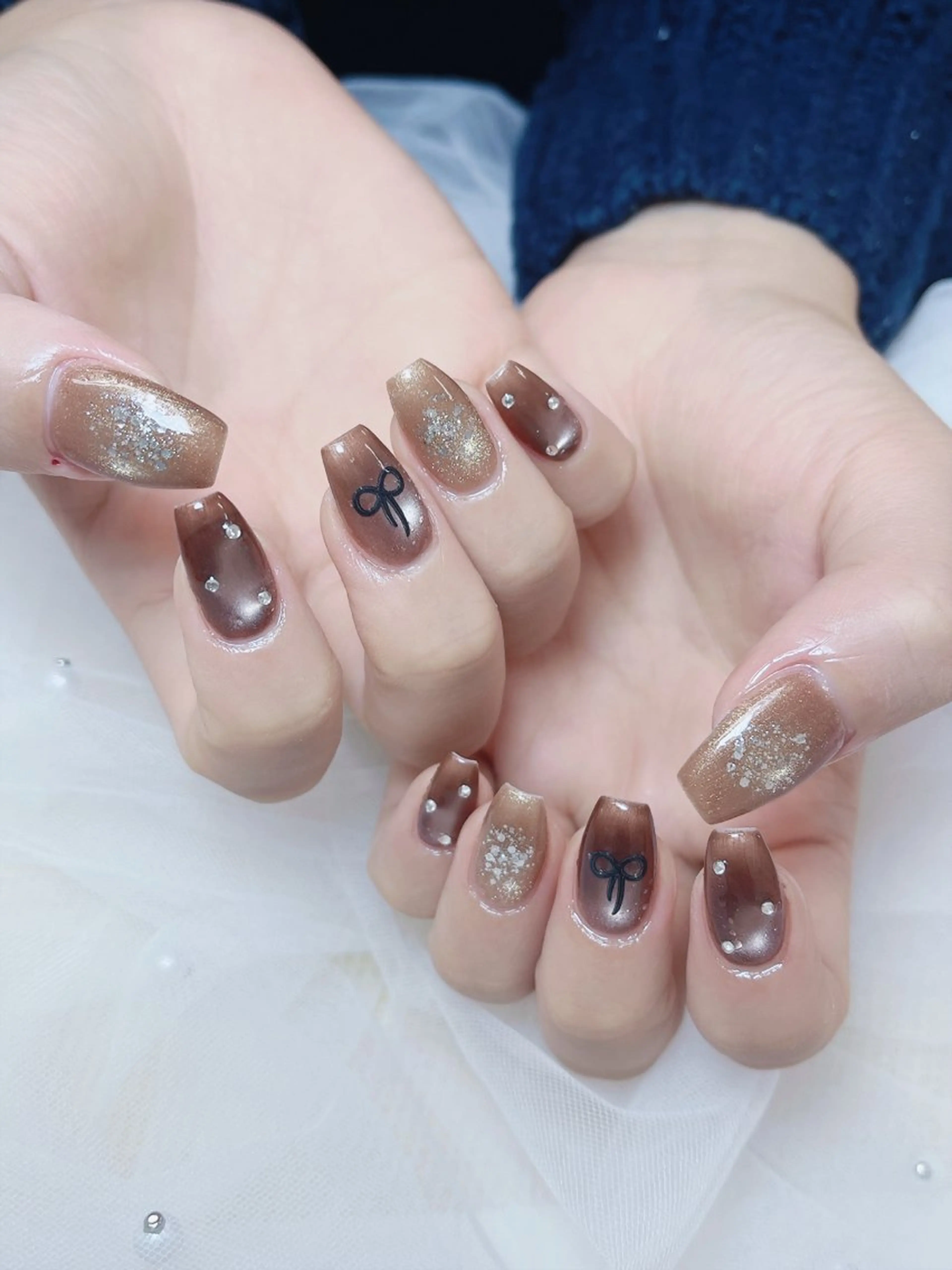 ネイル チークネイル 成人式 フレンチネイル グラデーション 氷ネイル・うるうるネイル ハンドネイル DUO MI所属・DUO   MI nail salonのネイルデザイン