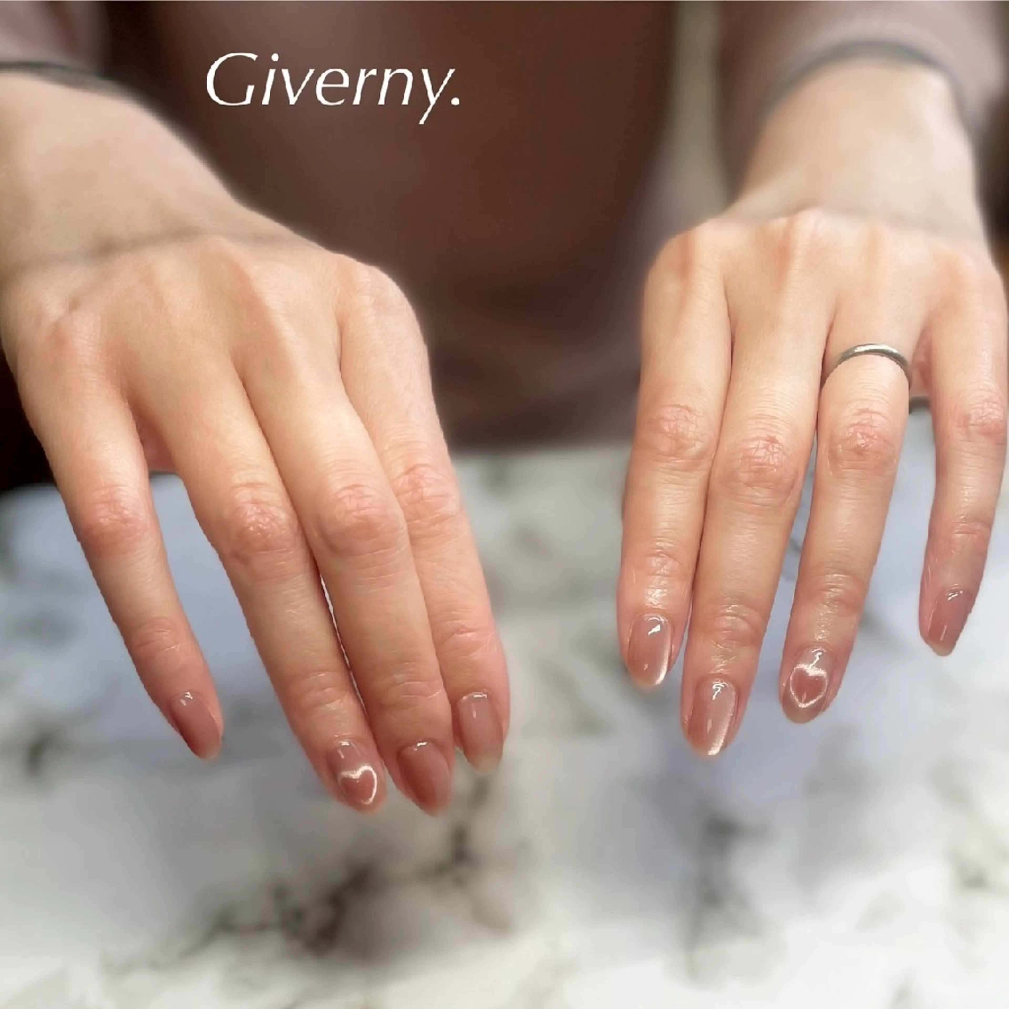 ネイル ハート マグネットネイル 春ネイル ハンドネイル Giverny .のネイルデザイン