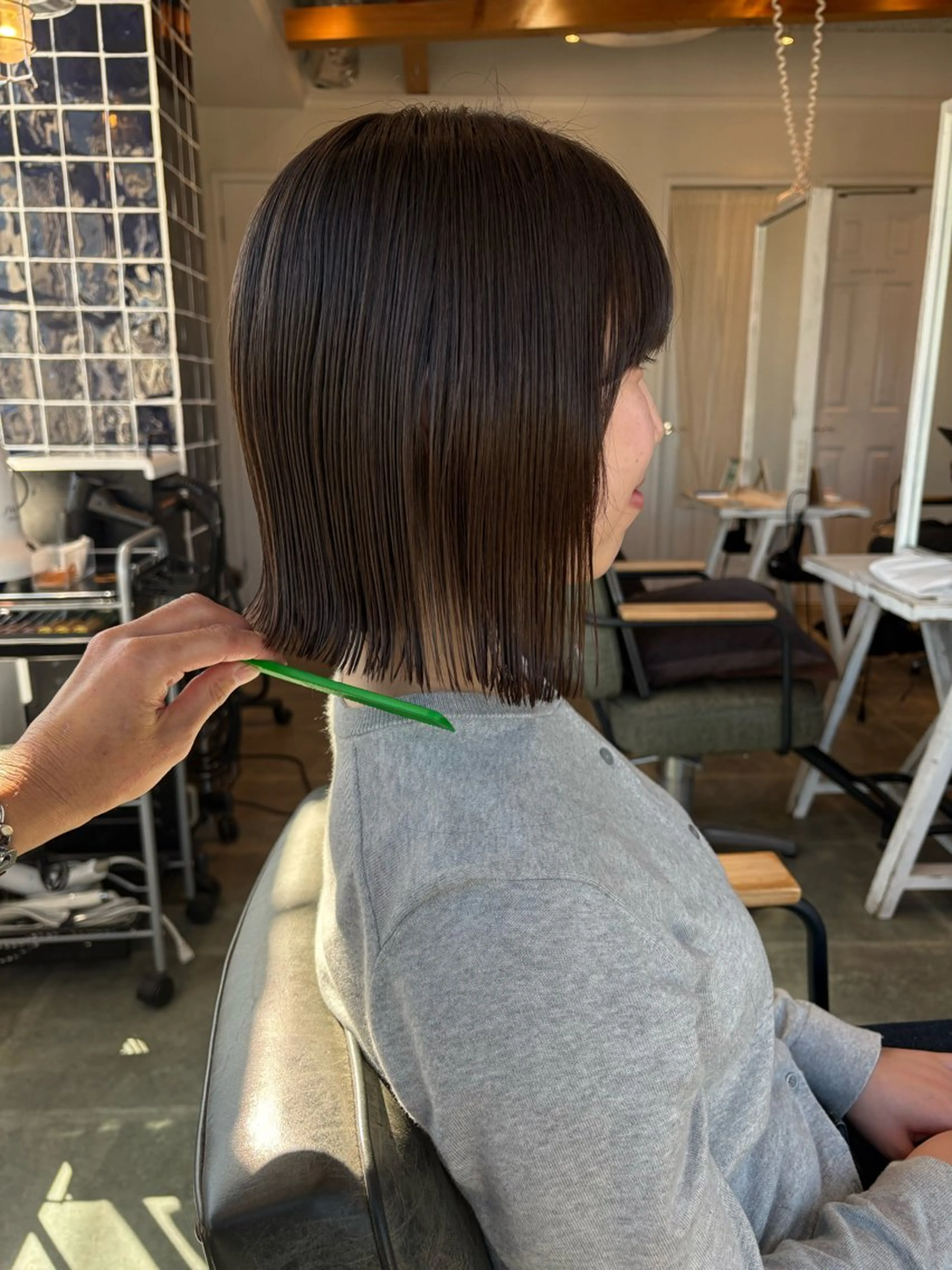 ショート 切りっぱなしボブ ボブ カット トリートメント SABO 草薙店【サボ】所属・🍃ボブ&ショート 特化🍃髪質改善🍃のヘアスタイル