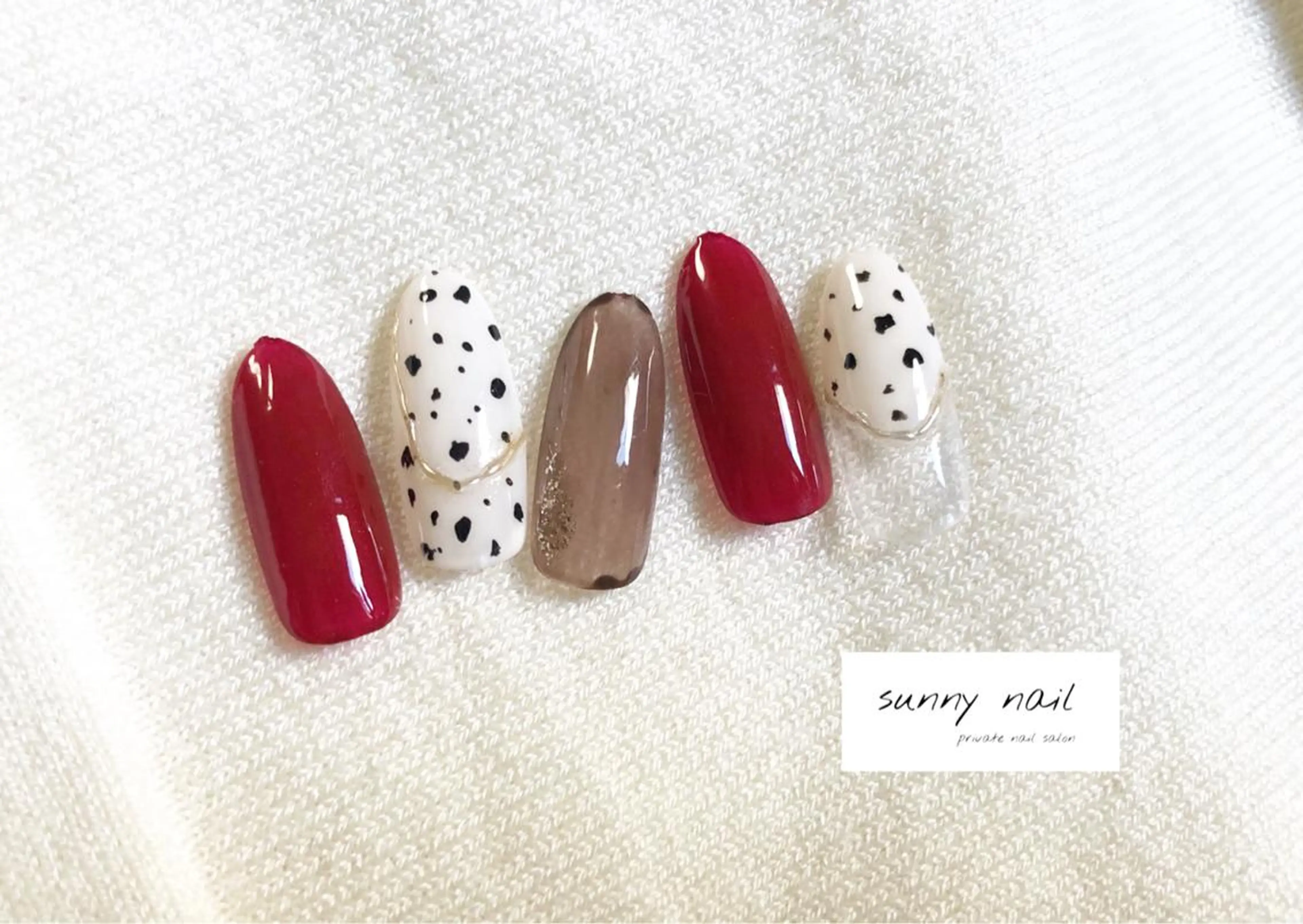 ネイル アートネイル ボルドー ブラウン ジェルネイル ミラーネイル sunny nailのネイルデザイン