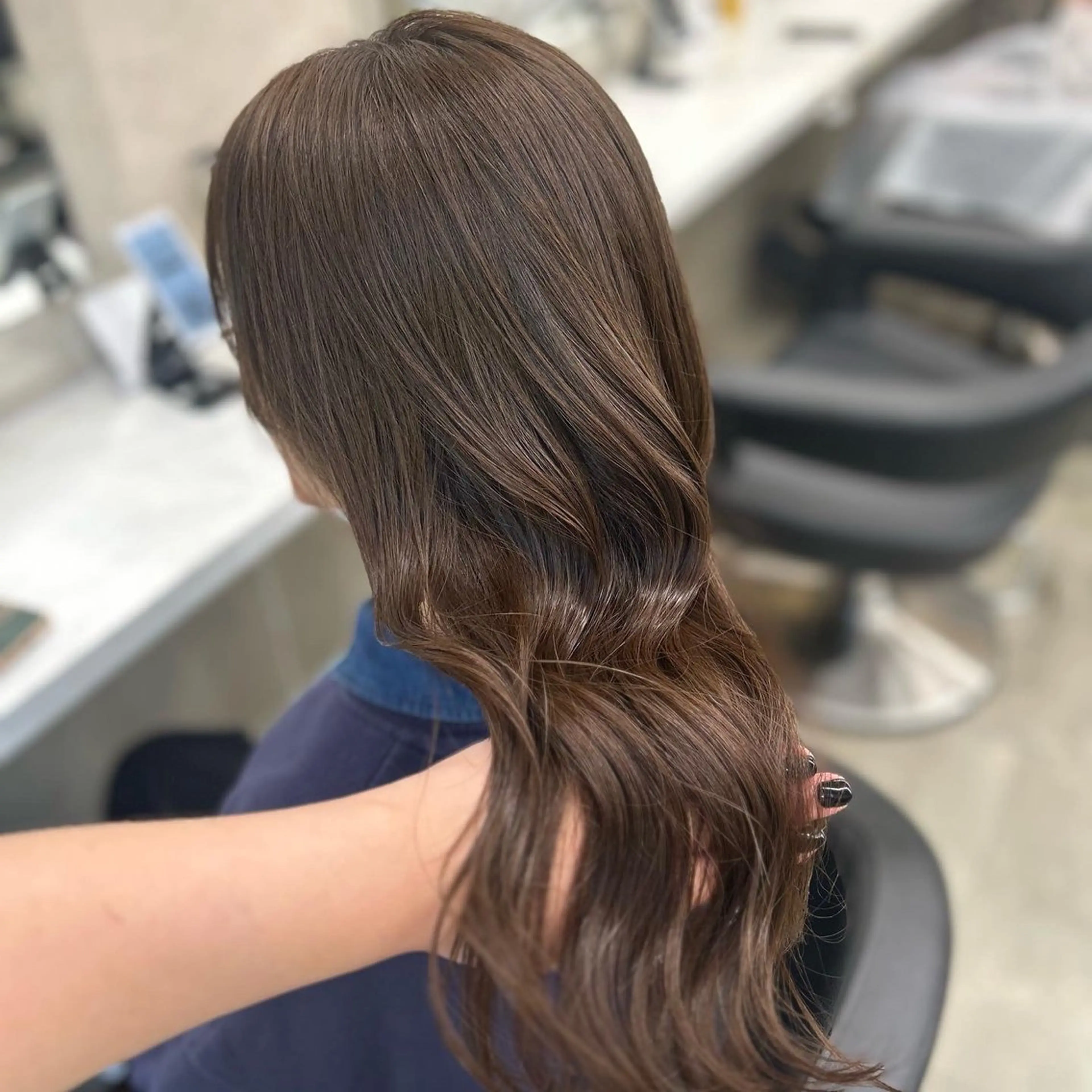 セミロング カラー パーマ ヘアアレンジ メンズ キッズ ブリーチなしカラー/ ブラウン/レイヤーのヘアスタイル