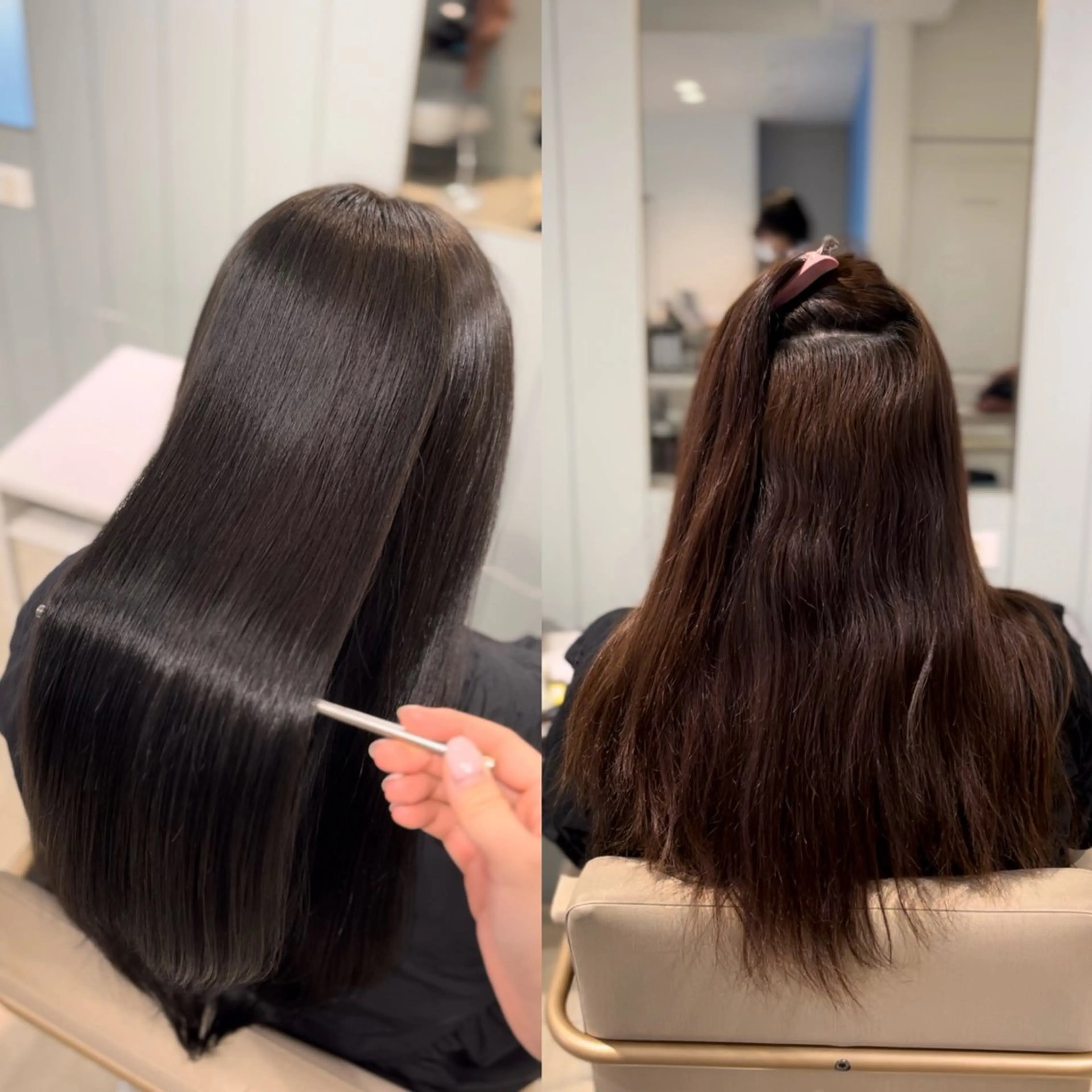 カラー 髪質改善 縮毛矯正 カット 縮毛矯正 トリートメント 縮毛矯正／レイヤー／ 髪質改善／海月のヘアスタイル