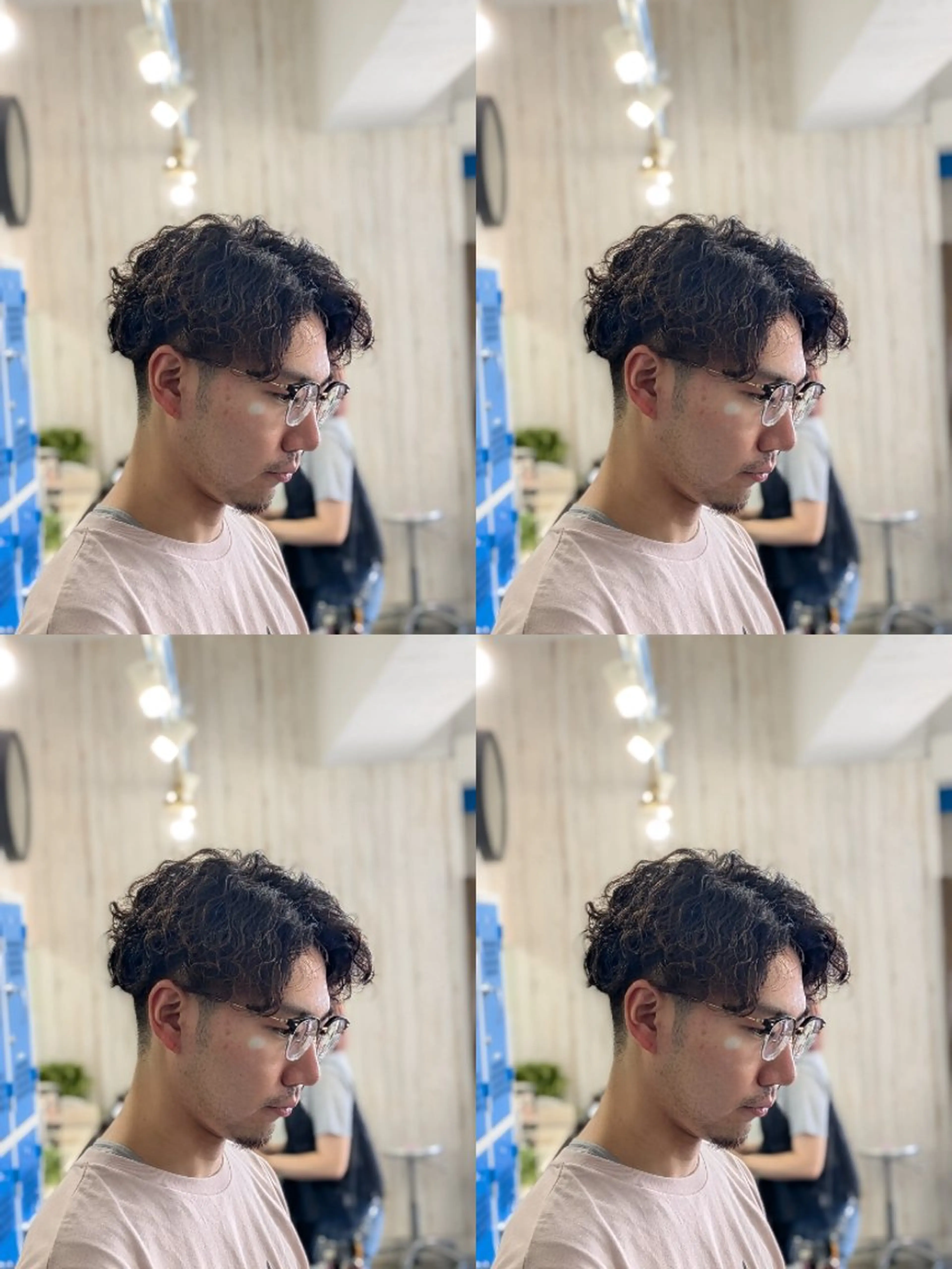 パーマ メンズ アップバング センターパート フェードカット メンズ韓国風 韓国マッシュ カット パーマ トリートメント メンズパーマ/顔周り レイヤー店長えのもとのヘアスタイル