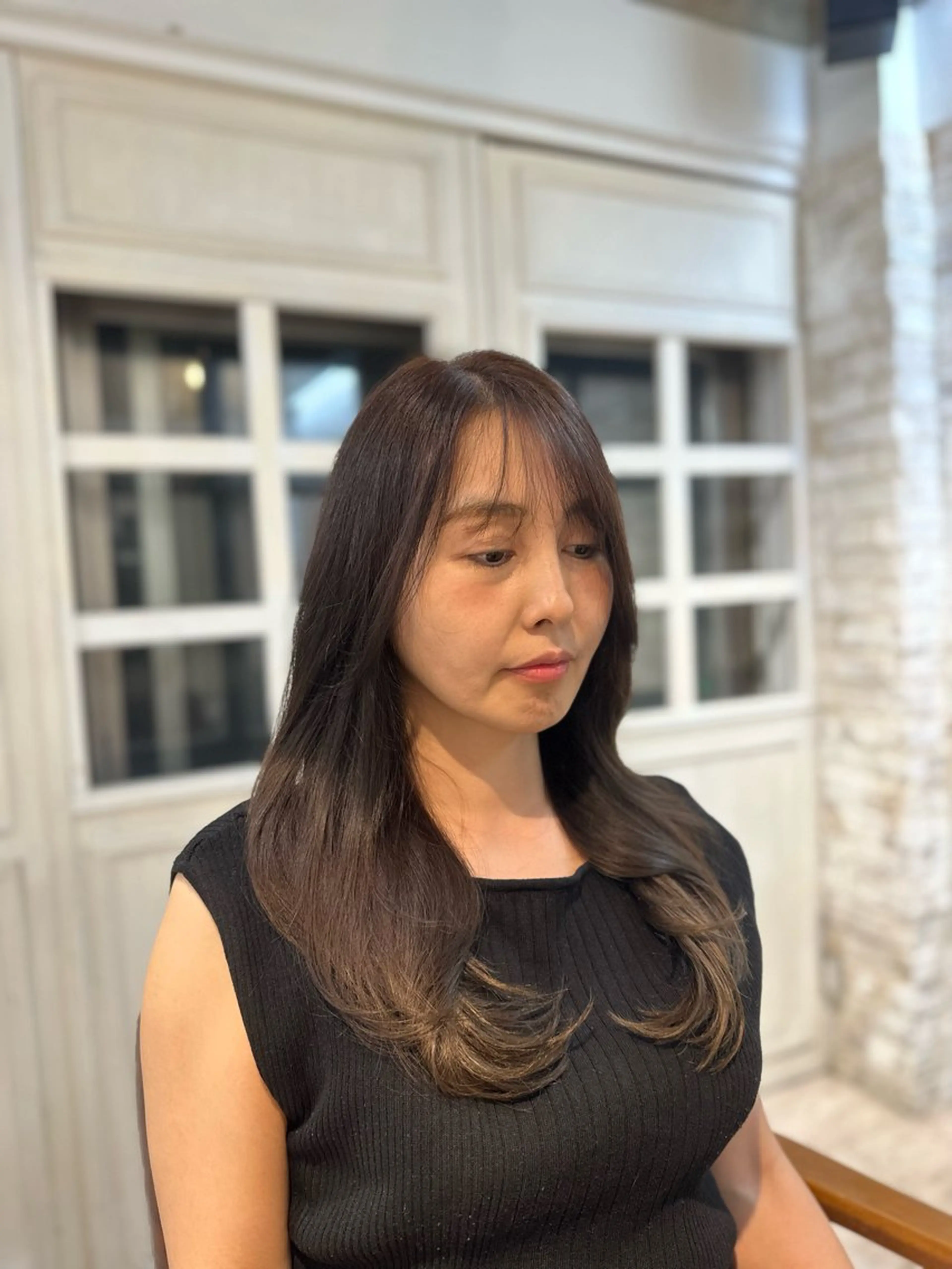 ロング カラー ブラウンカラー レイヤーカット ロング fiica (フィーカ)所属・金子侑史 /縮毛矯正の人のヘアスタイル