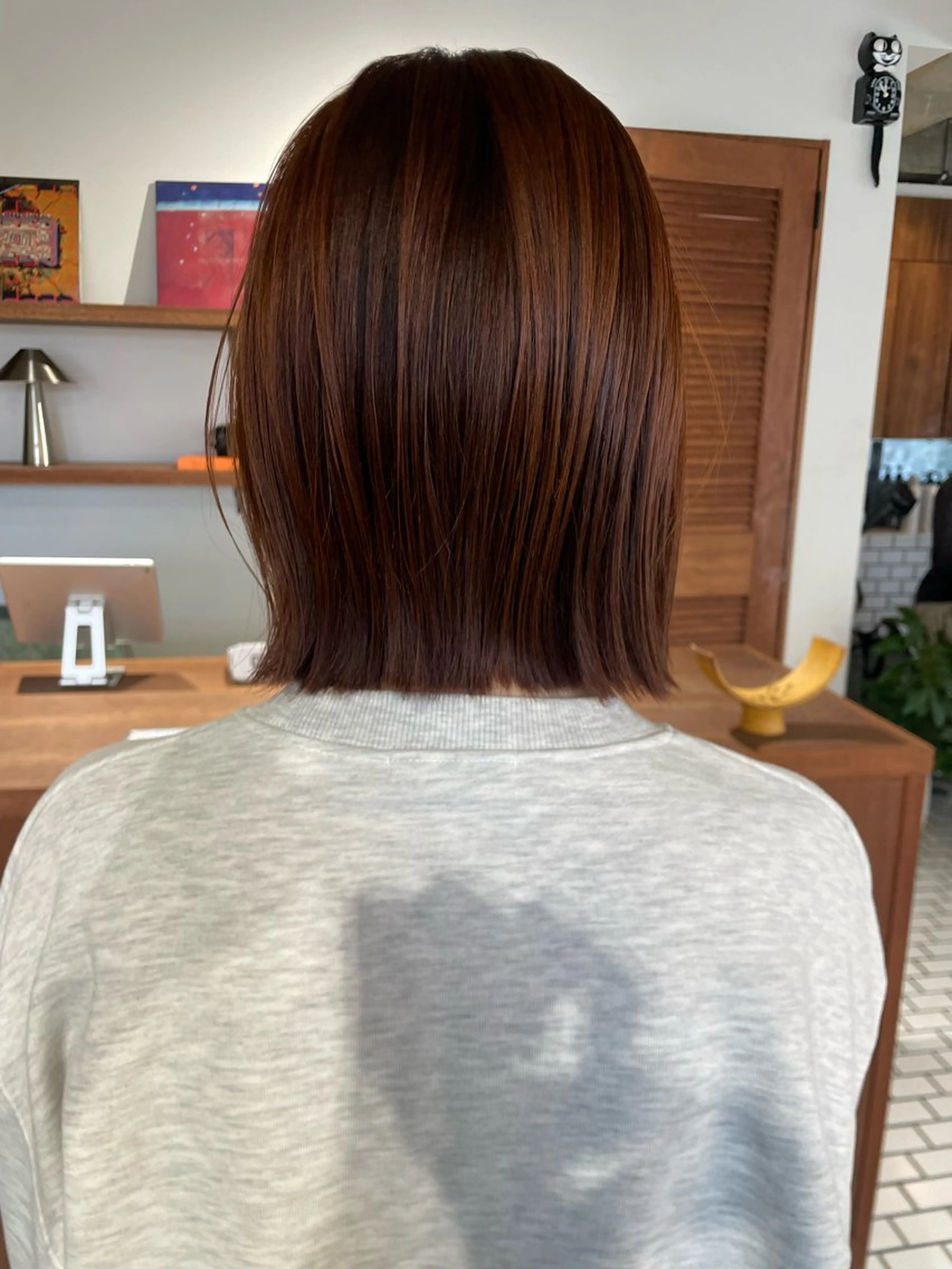 ミディアム カラー 切りっぱなしボブ ボブ カット ヘアカラー トリートメント her所属・kaito /都立大学herのヘアスタイル