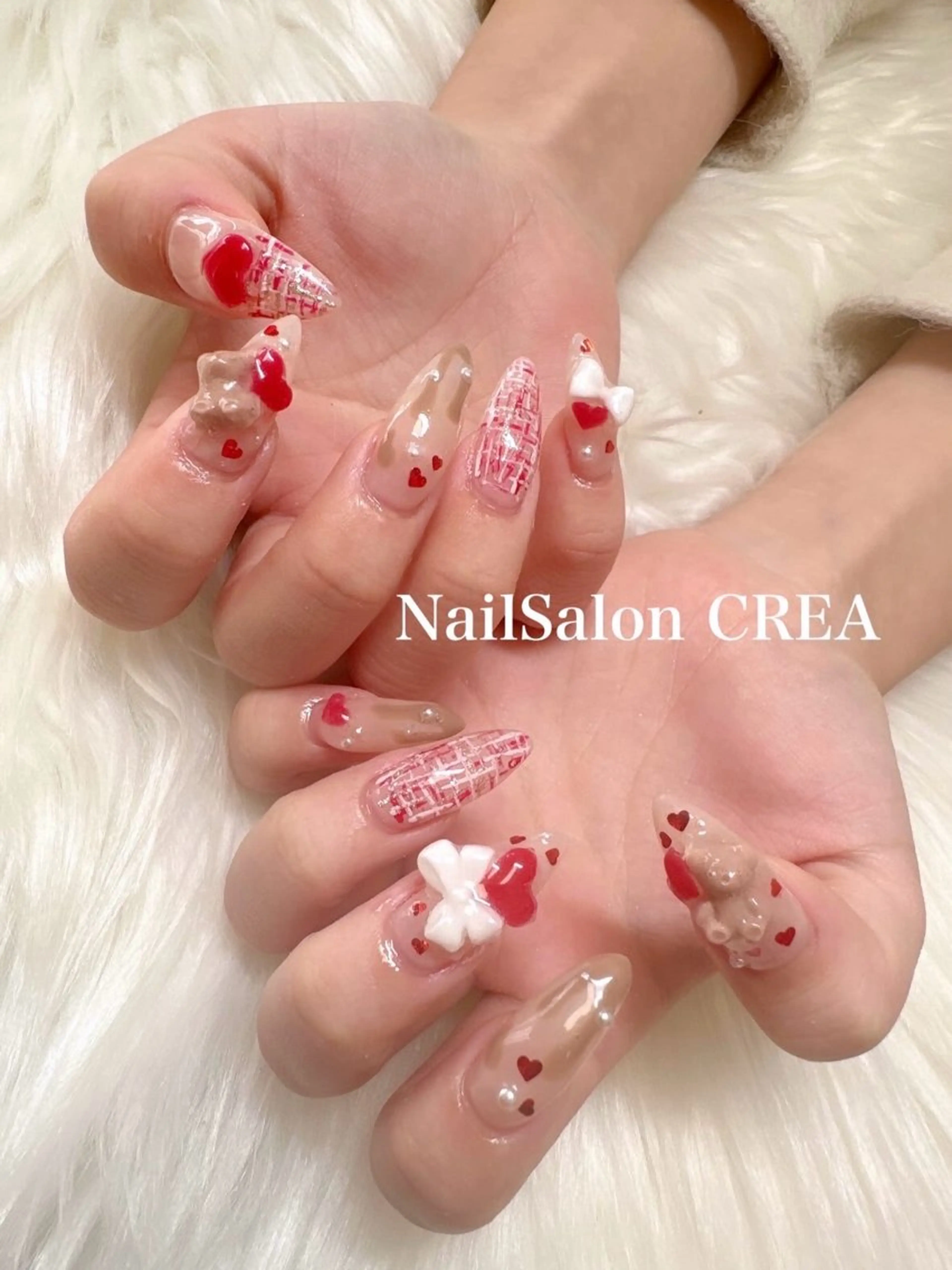 ネイル バレンタイン ハンドネイル NailSalon CREAのネイルデザイン