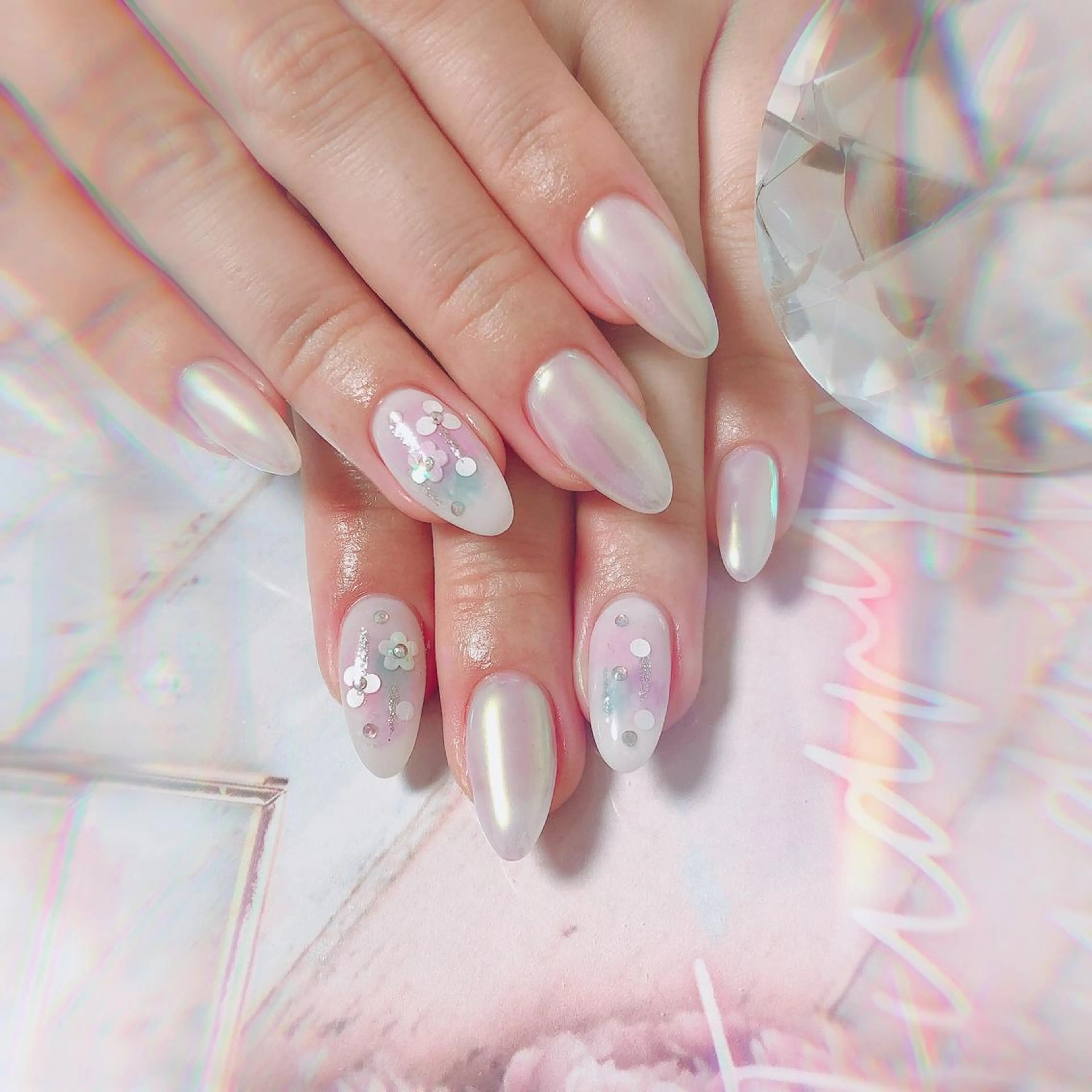 ミディアム ネイル ハンドネイル ハンドケア 💎ビューティサロン 湘南　RIRAN💎のネイルデザイン