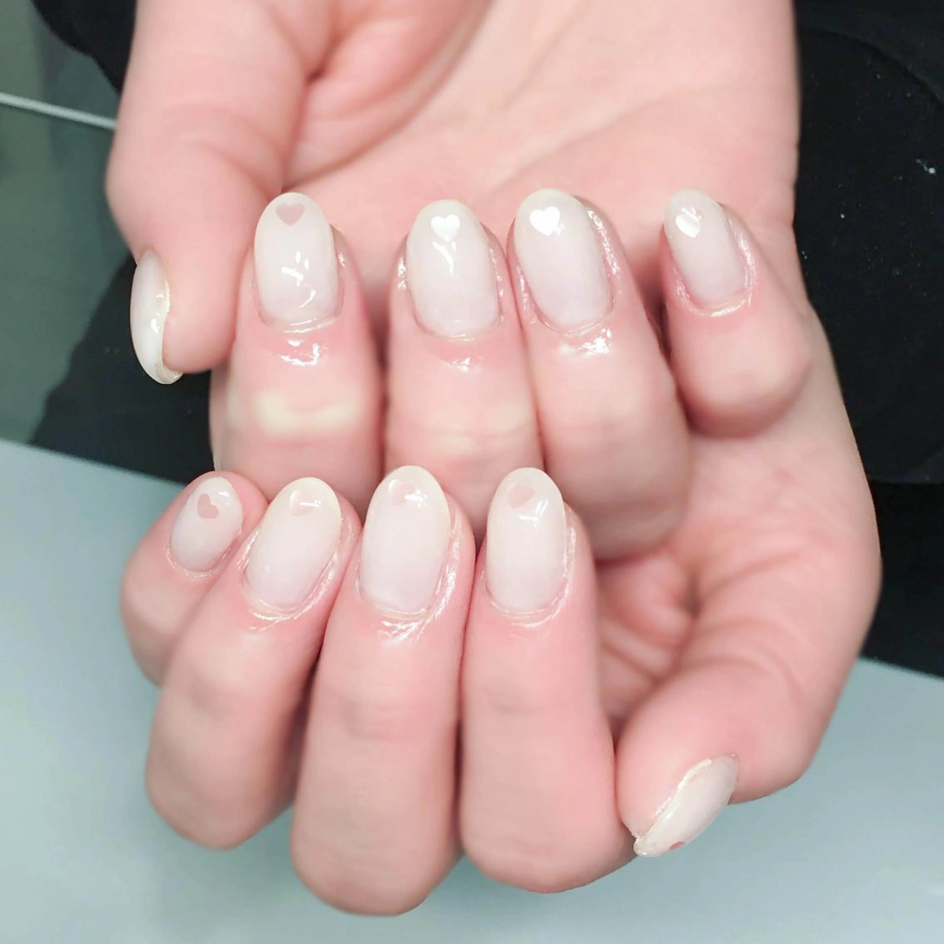 ネイル ジェルネイル ハート ピンク バレンタイン ワンホンネイル Nyanco Nailのネイルデザイン