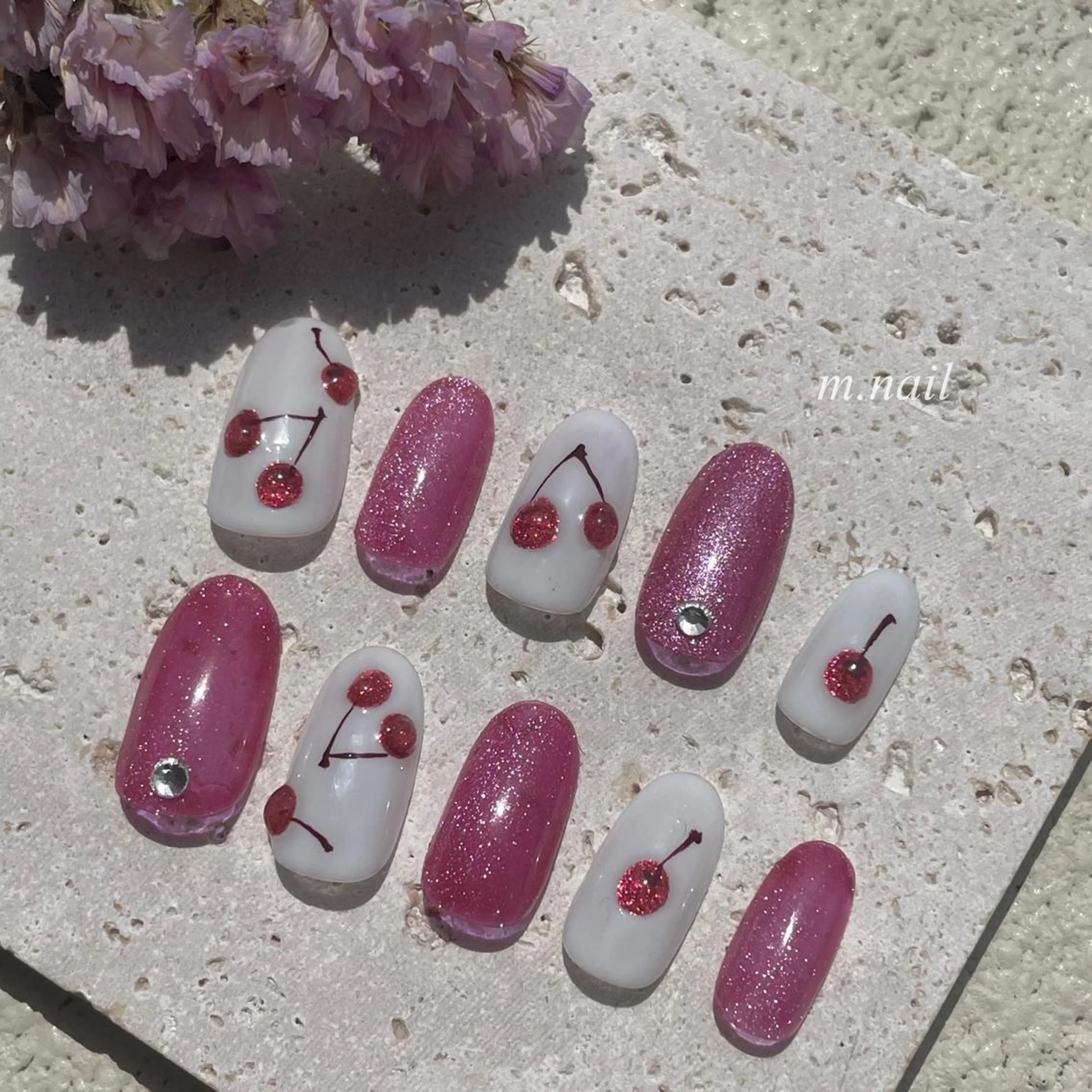 ネイル アートネイル マグネットネイル ピンク ハンドネイル m.nail salonのネイルデザイン