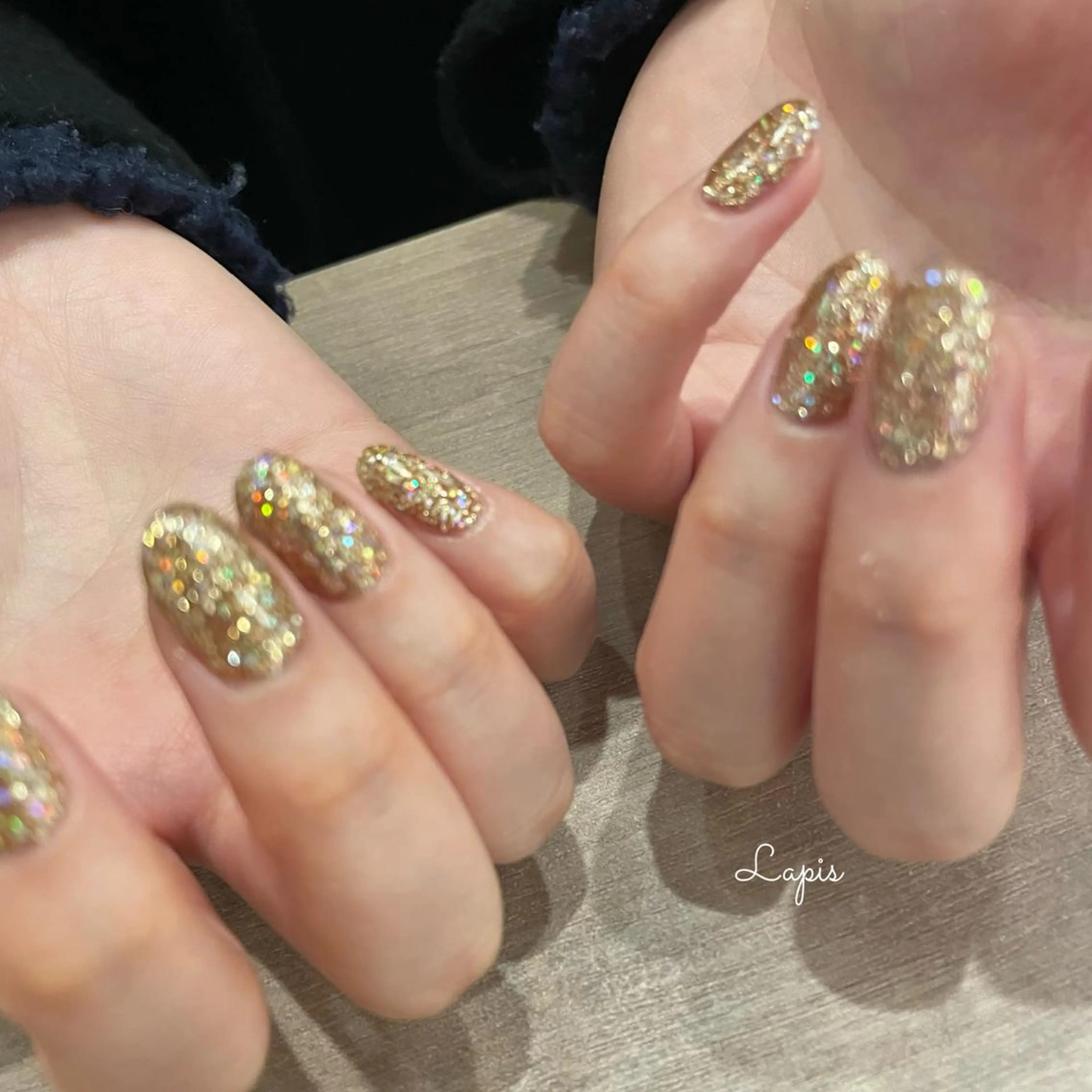 ネイル ラメ(グリッター) ハンドネイル Lapis *のネイルデザイン