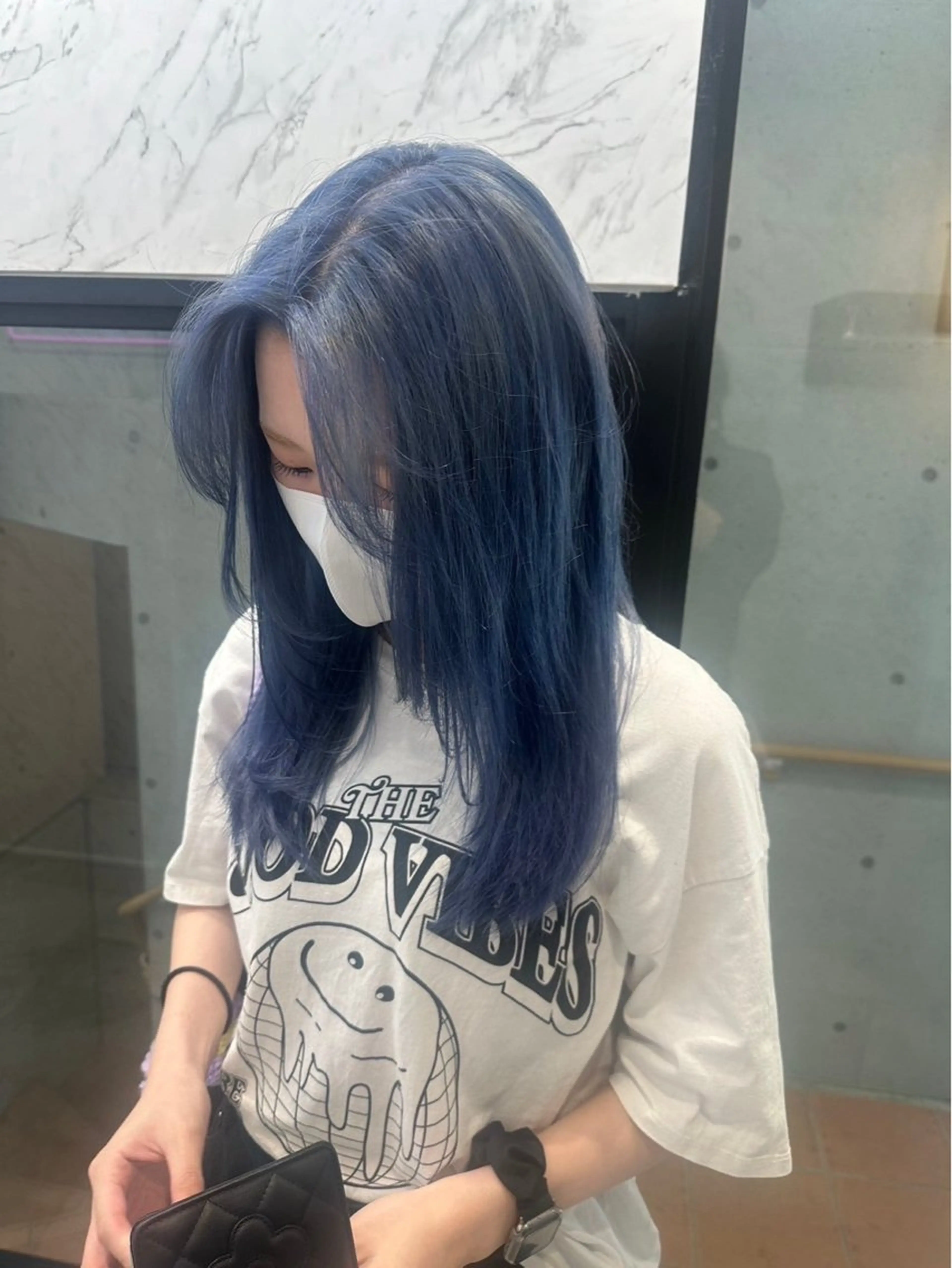 セミロング カラー ブルーカラー hair salon dot. mooda 韓国風サロン 町田店所属・韓国風ヘア🎀🩶 /♡𝓝𝓸𝓪♡のヘアスタイル