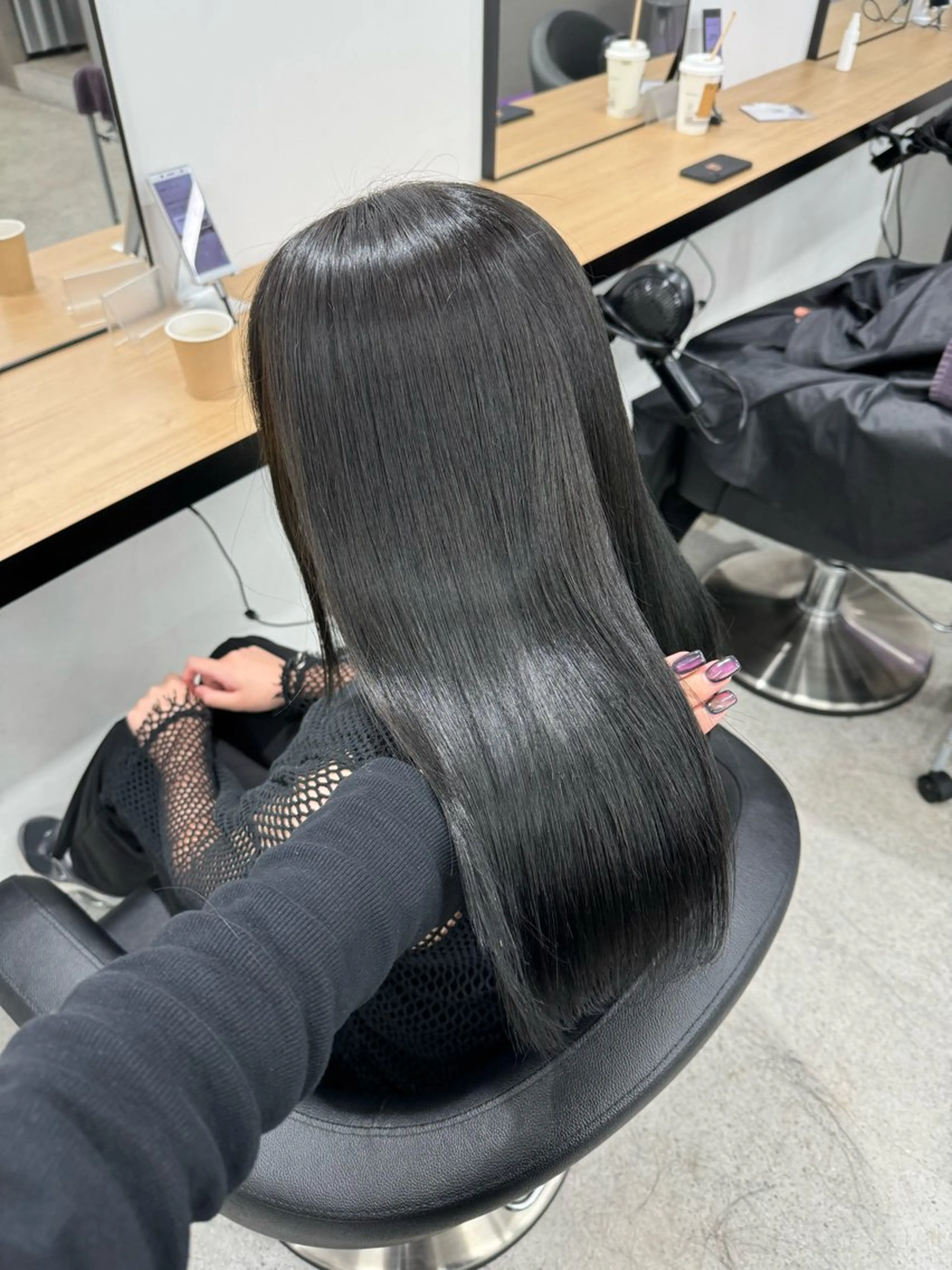 ロング カラー カット ヘアカラー トリートメント 暗髪🩶ラベンダー/ ブルー/ユウナ🤍のヘアスタイル