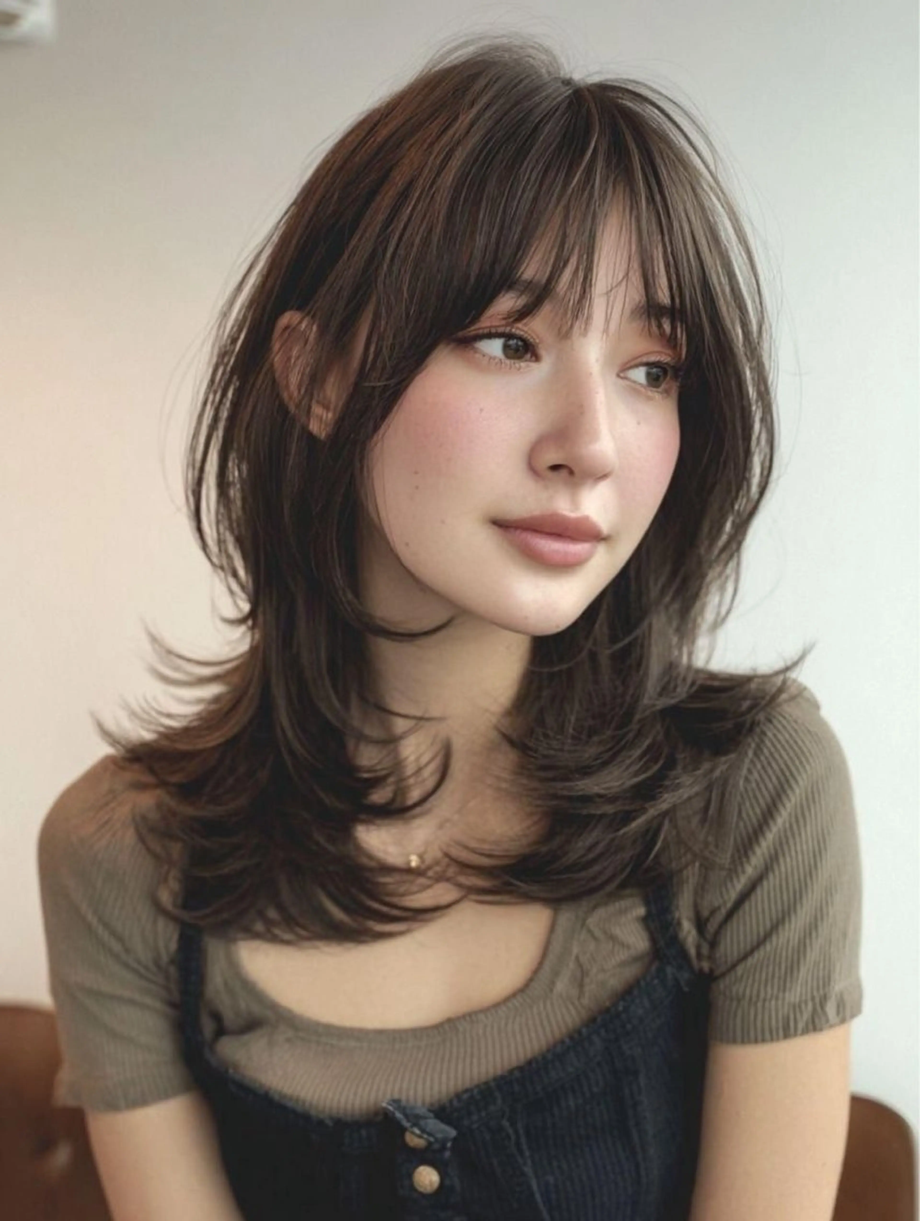 セミロング ハイライト 髪質改善 韓国風ヘア レイヤーカット 縮毛矯正 カット ヘアカラー 当日予約◎/縮毛矯正 /艶カラー/雨森大晃のヘアスタイル