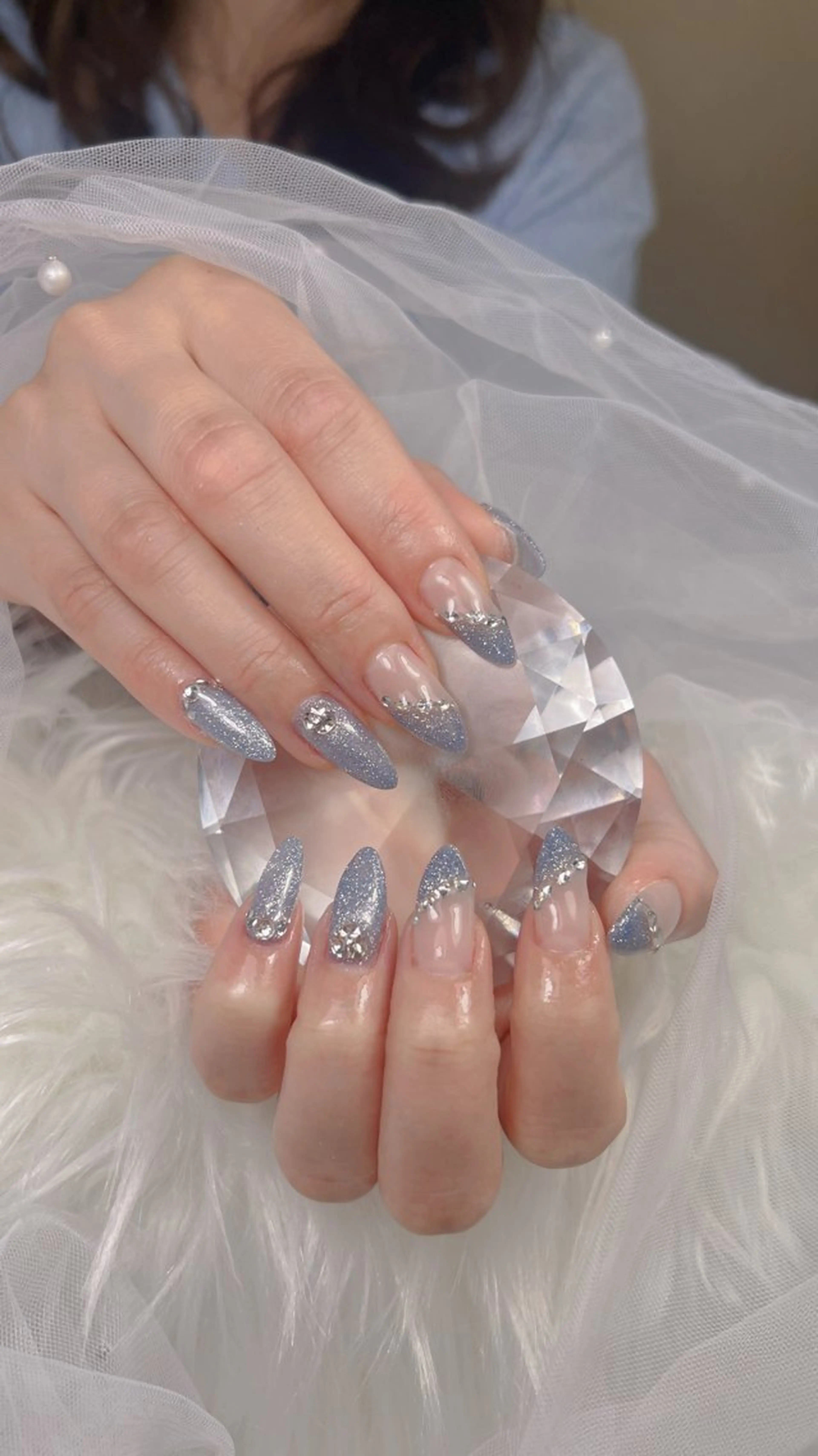 ネイル アートネイル オーロラネイル チークネイル 長さ出し フットネイル ハンドネイル フットネイル ハンドケア Noiranail_ studio川越西口のネイルデザイン