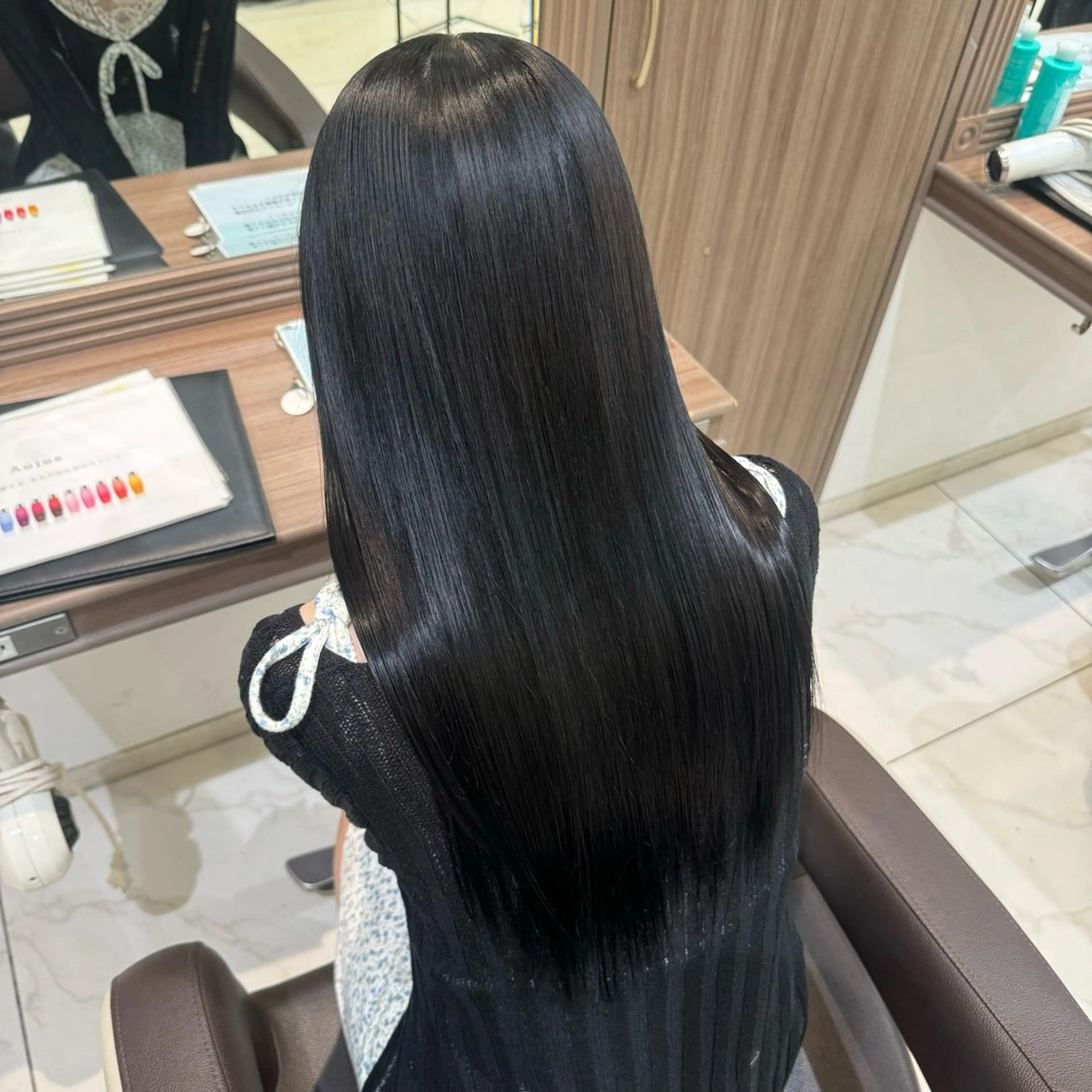 ロング カラー 黒髪 ブルーカラー ブルーブラック 透明感カラー ヘアカラー 🎀メンズカット/ 齋藤 優姫🎀のヘアスタイル