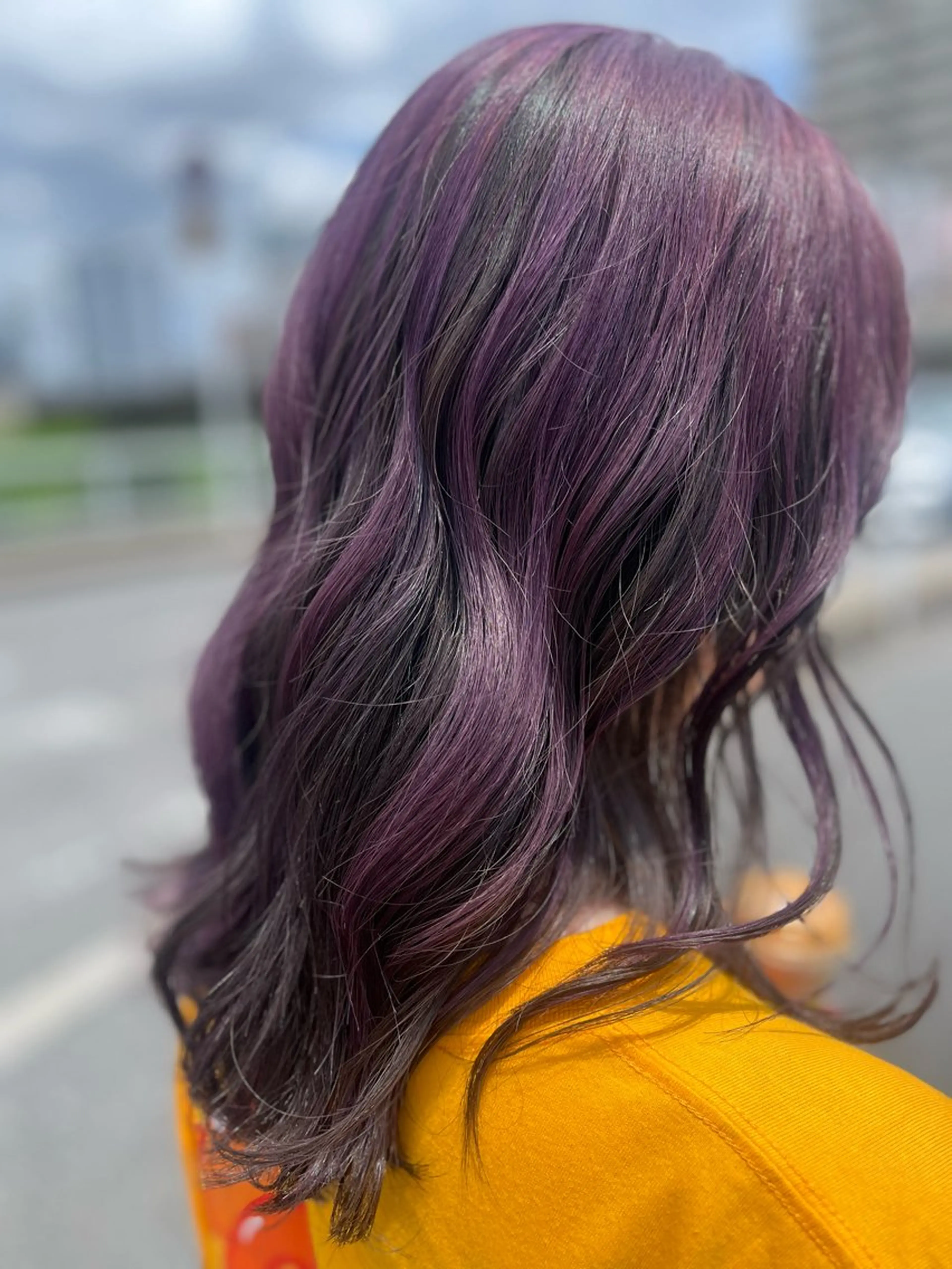 ロング カラー グレージュ ラベンダーカラー 大貫 遥菜のヘアスタイル