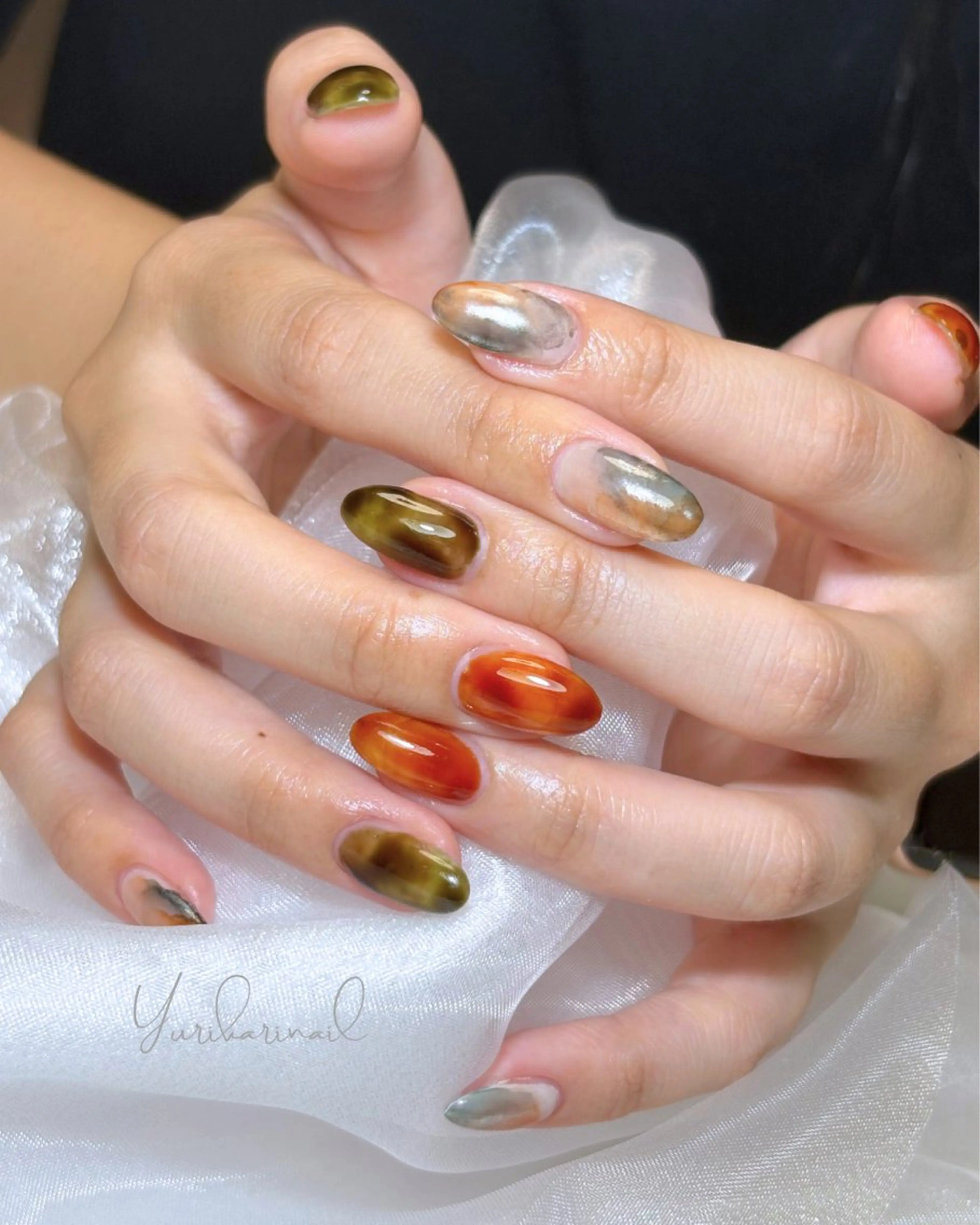 ネイル べっ甲ネイル ハンドネイル ネイリスト ゆりかのネイルデザイン