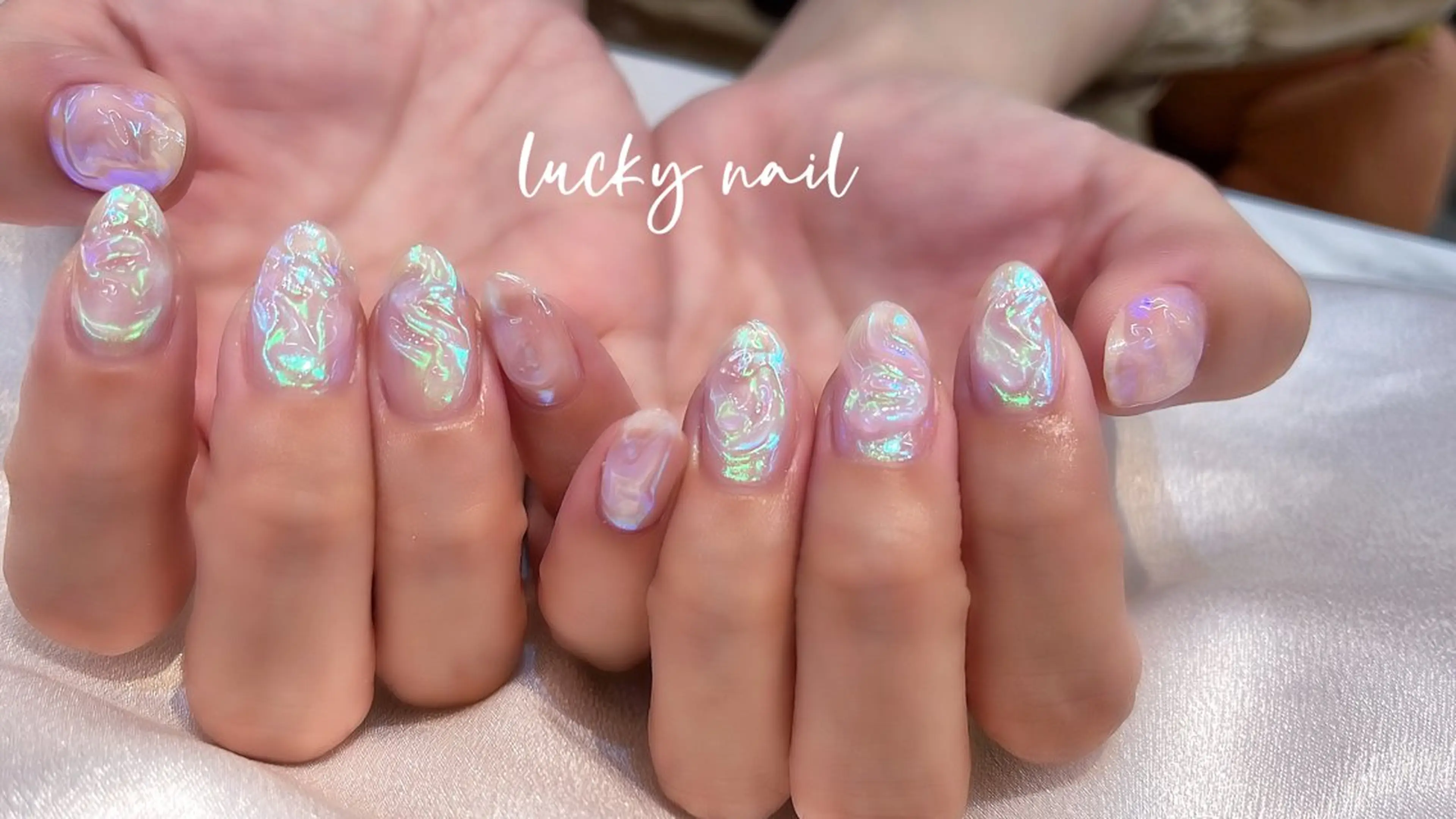 ネイル チークネイル 長さ出し ジェルネイル マグネットネイル ミラーネイル ハンドネイル ハンドケア ラッキーネイルサロン 西川口東口店のネイルデザイン