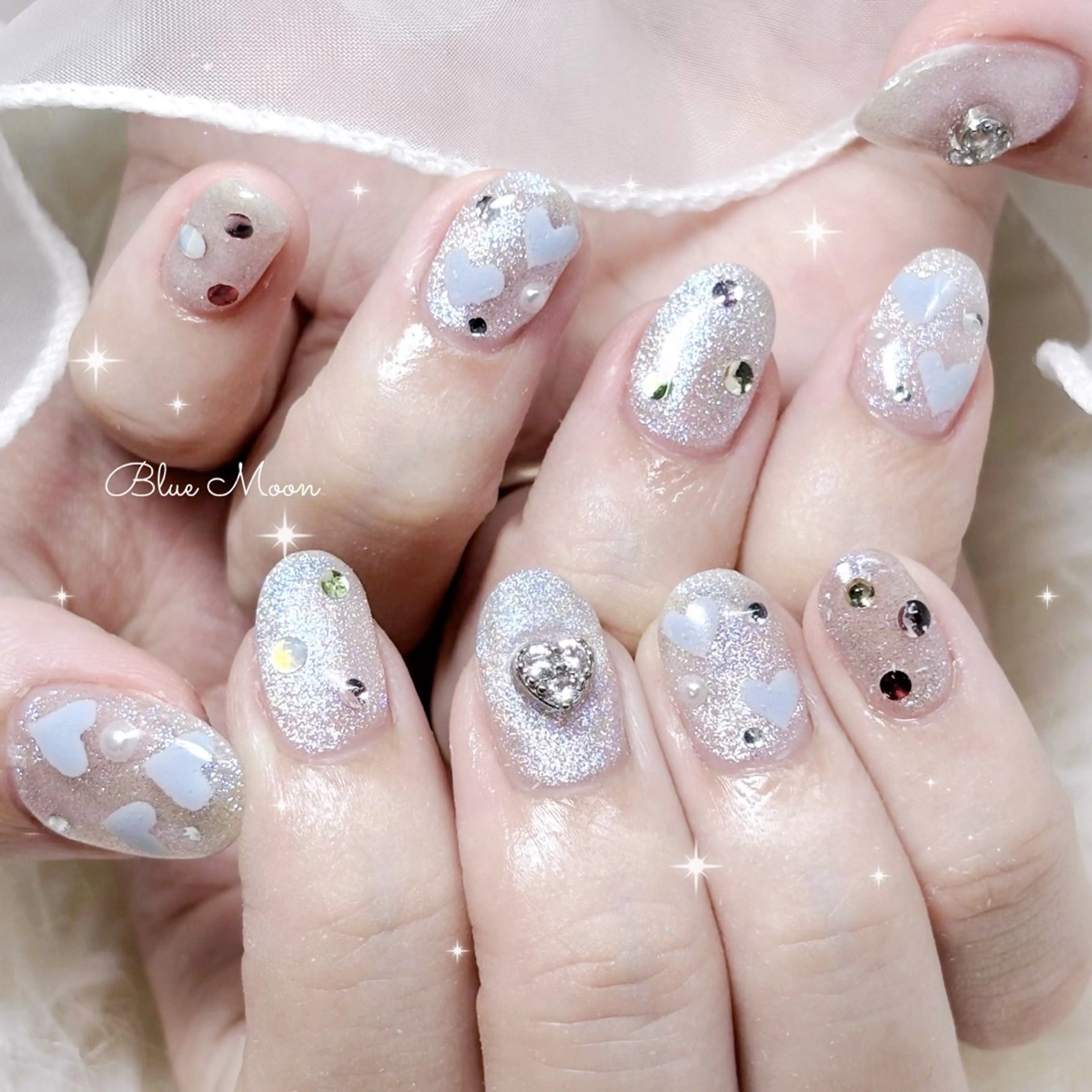 ネイル ハート マグネットネイル ハンドネイル フットネイル ハンドケア nail salon Blue Moonのネイルデザイン