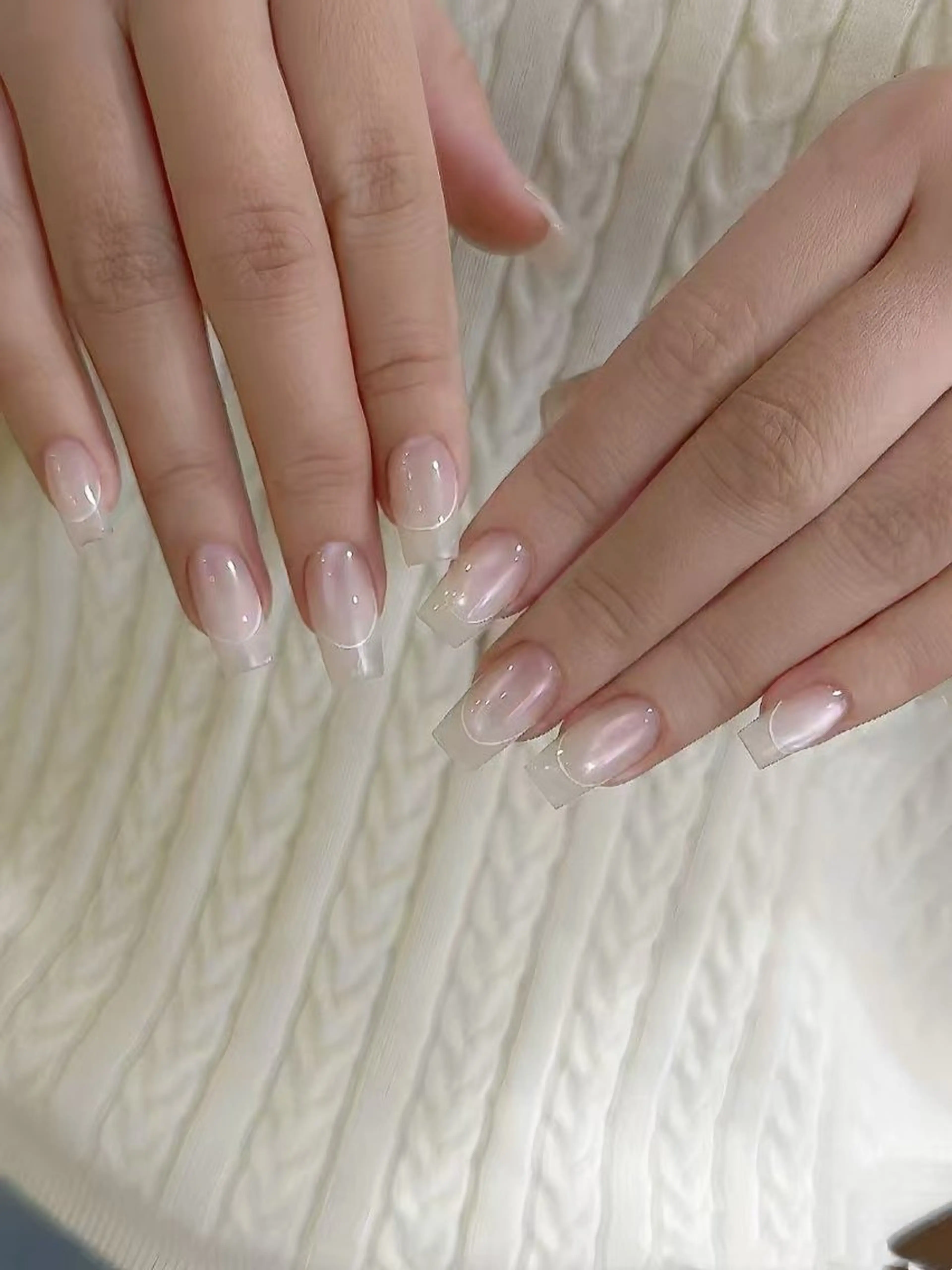 ネイル フラワーネイル フレンチネイル ジェルネイル ガラスフレンチ ハート ハンドネイル BabyYouMi nailのネイルデザイン