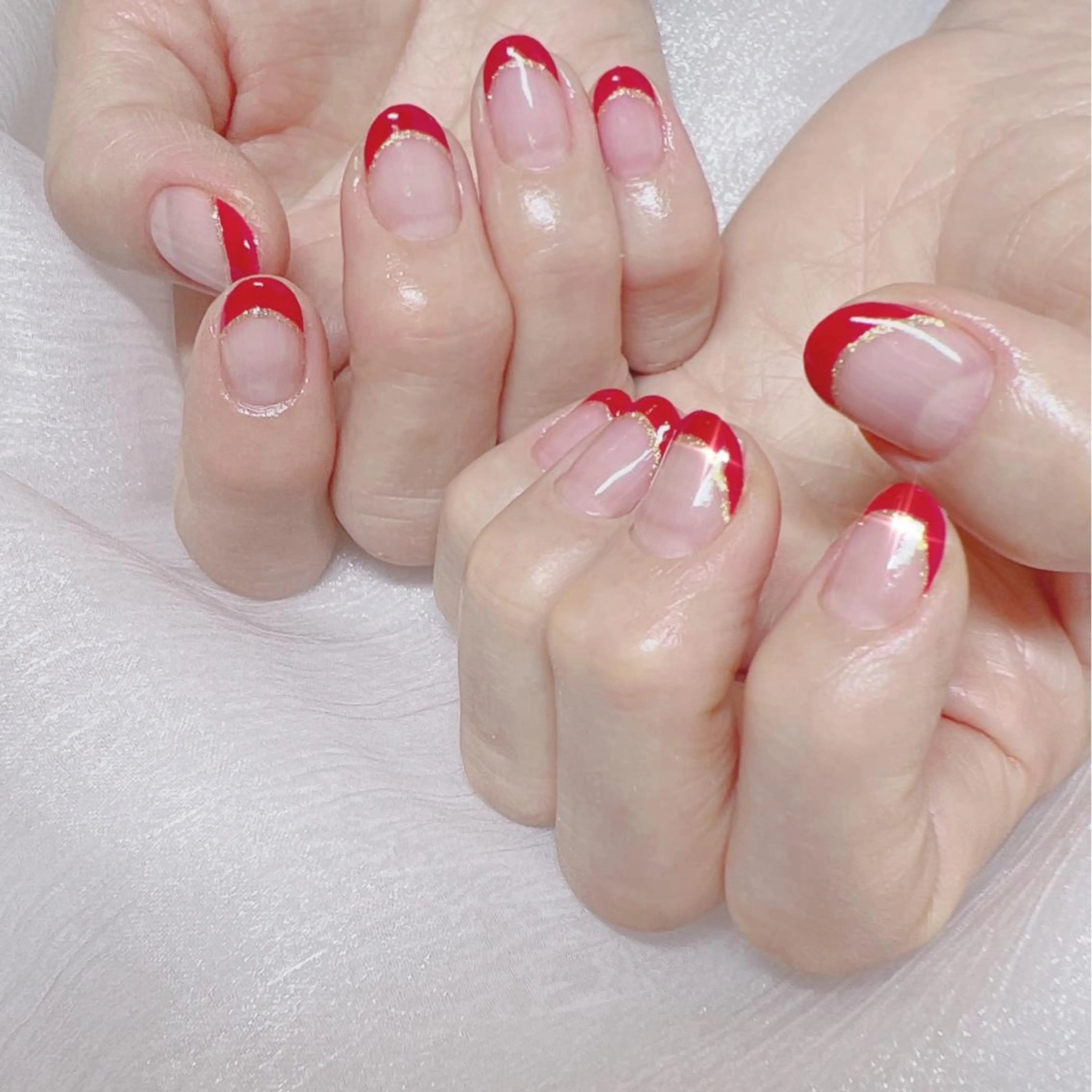 ネイル オーロラネイル フットネイル フレンチネイル ジェルネイル 韓国ネイル 【ENサロン】 Rei🎀Nailのネイルデザイン