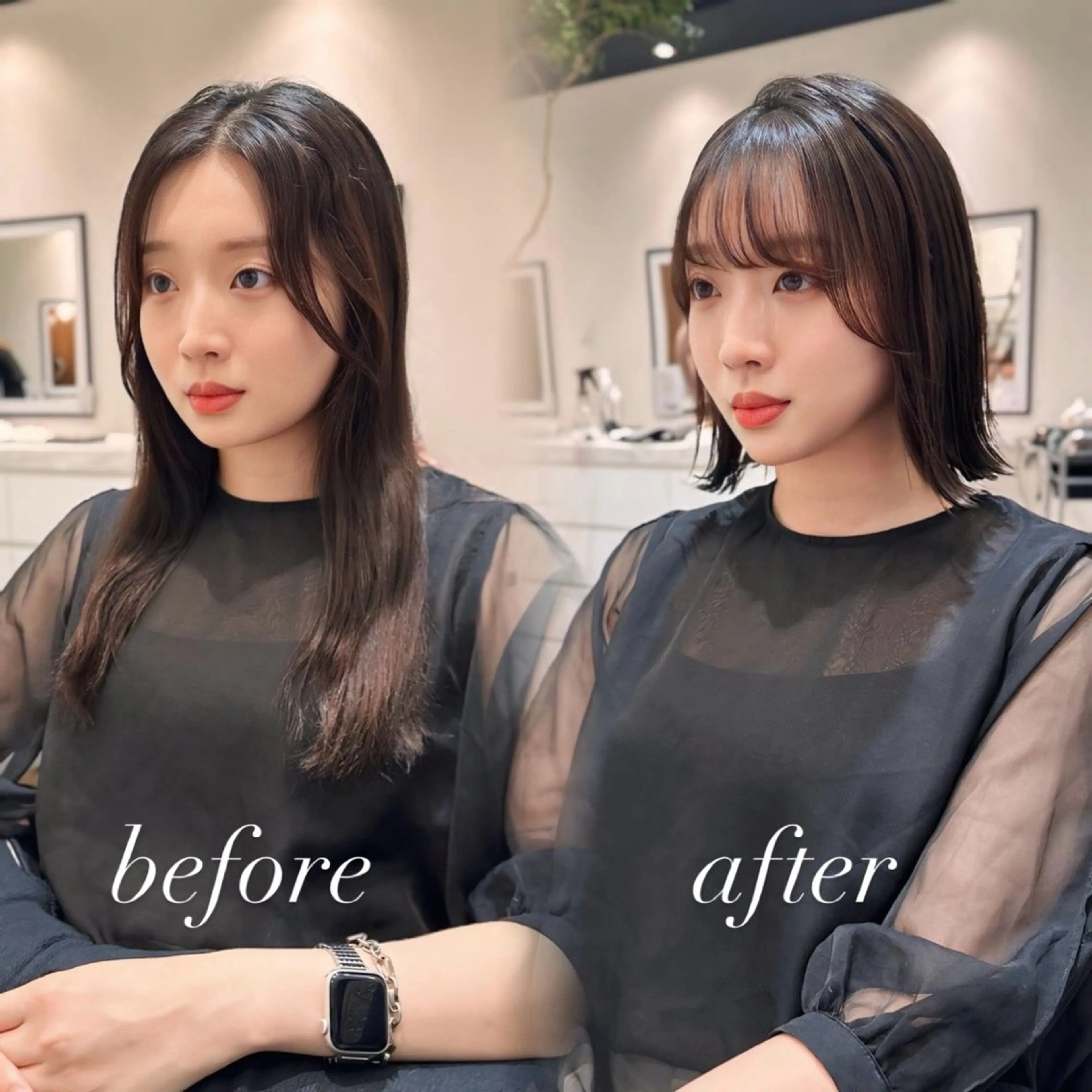 ミディアム 切りっぱなしボブ ボブ 縮毛矯正 カット 縮毛矯正 トリートメント Sayu🤍ktwo -nagoyaのヘアスタイル