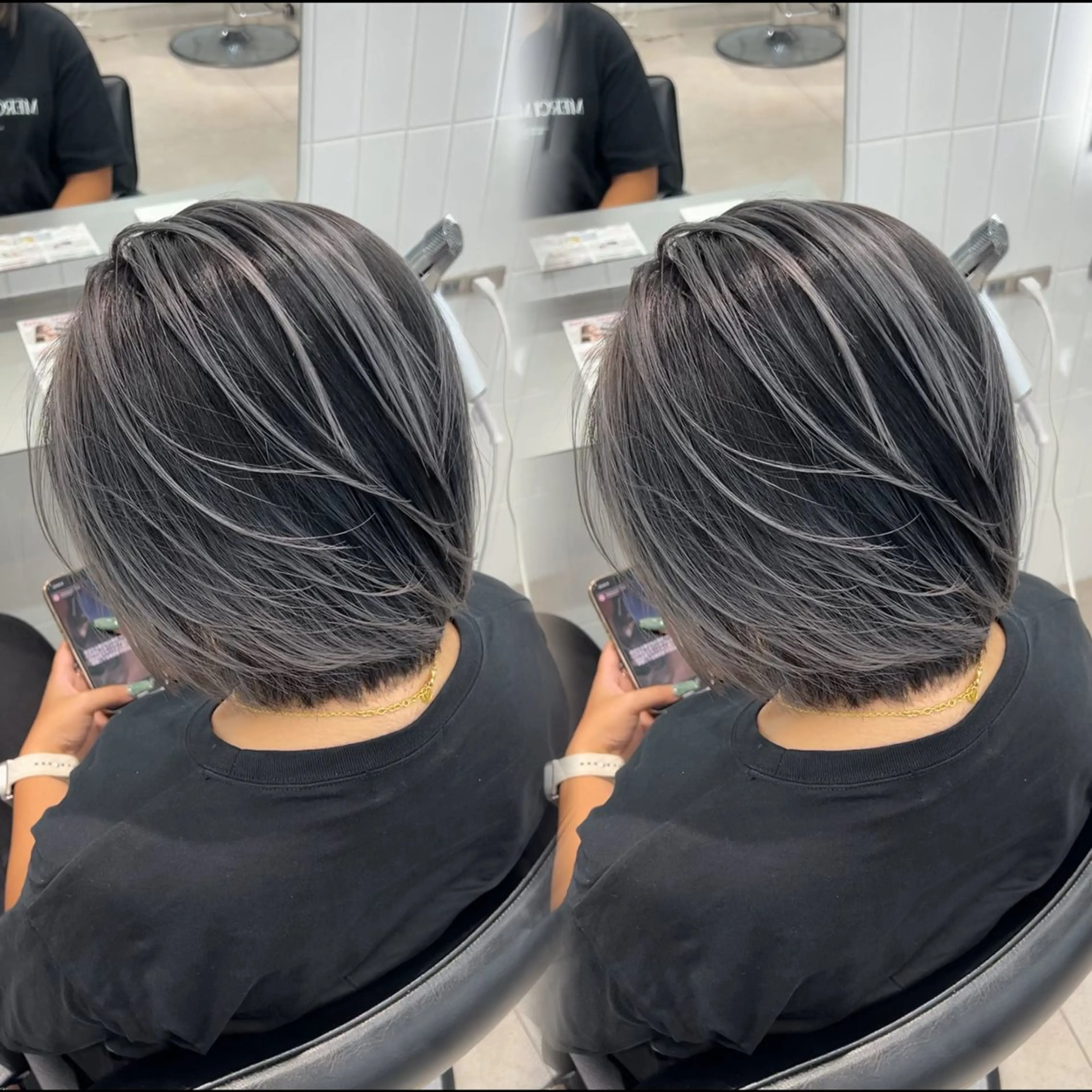 ミディアム カラー バレイヤージュ レイヤーカット ヘアカラー トリートメント 表参道/ハイライト バレイヤージュのヘアスタイル