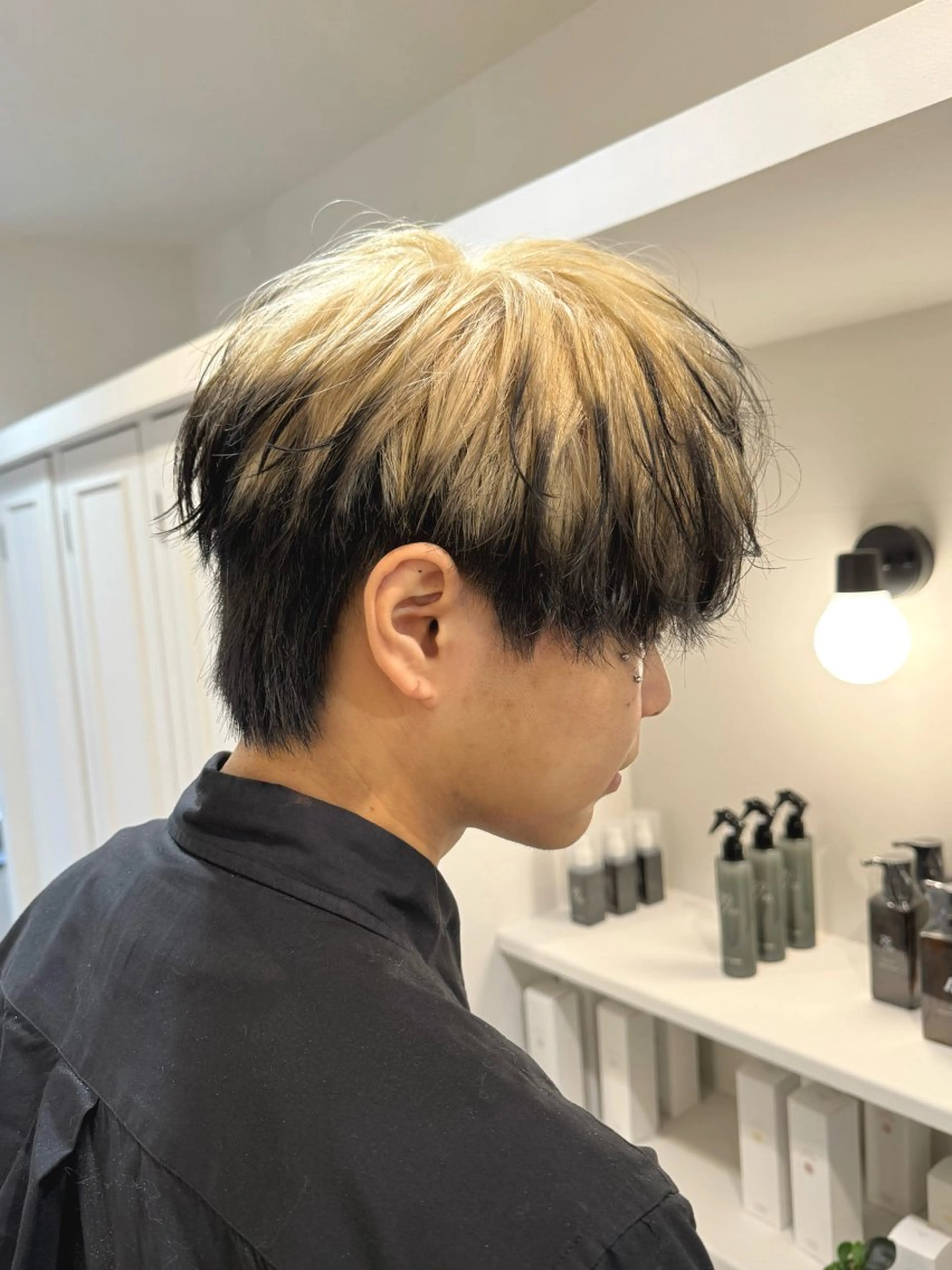 ショート カラー ヘアアレンジ メンズ マッシュ 黒髪 ブロンド ホワイトブロンド カット ヘアカラー SALOWIN京都河原町Suite店所属・外国人風レイヤー/ ハイトーンSHUのヘアスタイル