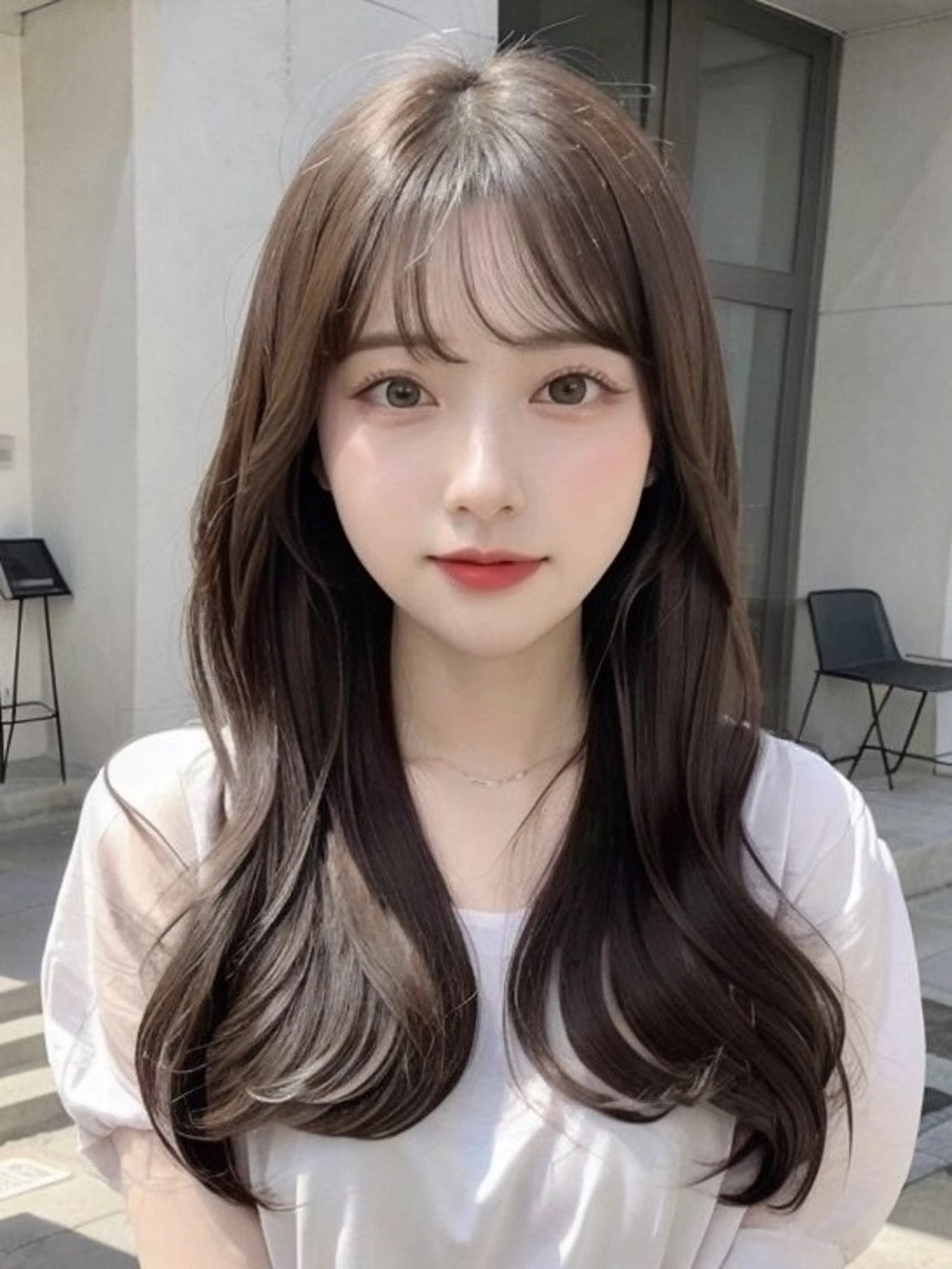 ロング 顔まわりレイヤー 韓国風ヘア レイヤーカット シースルーバング 小顔カット grow恵比寿【グロウ】髪質改善/ハイライト/ブリーチ/レイヤーカット所属・奥野 貴史　代表　レイヤーのヘアスタイル