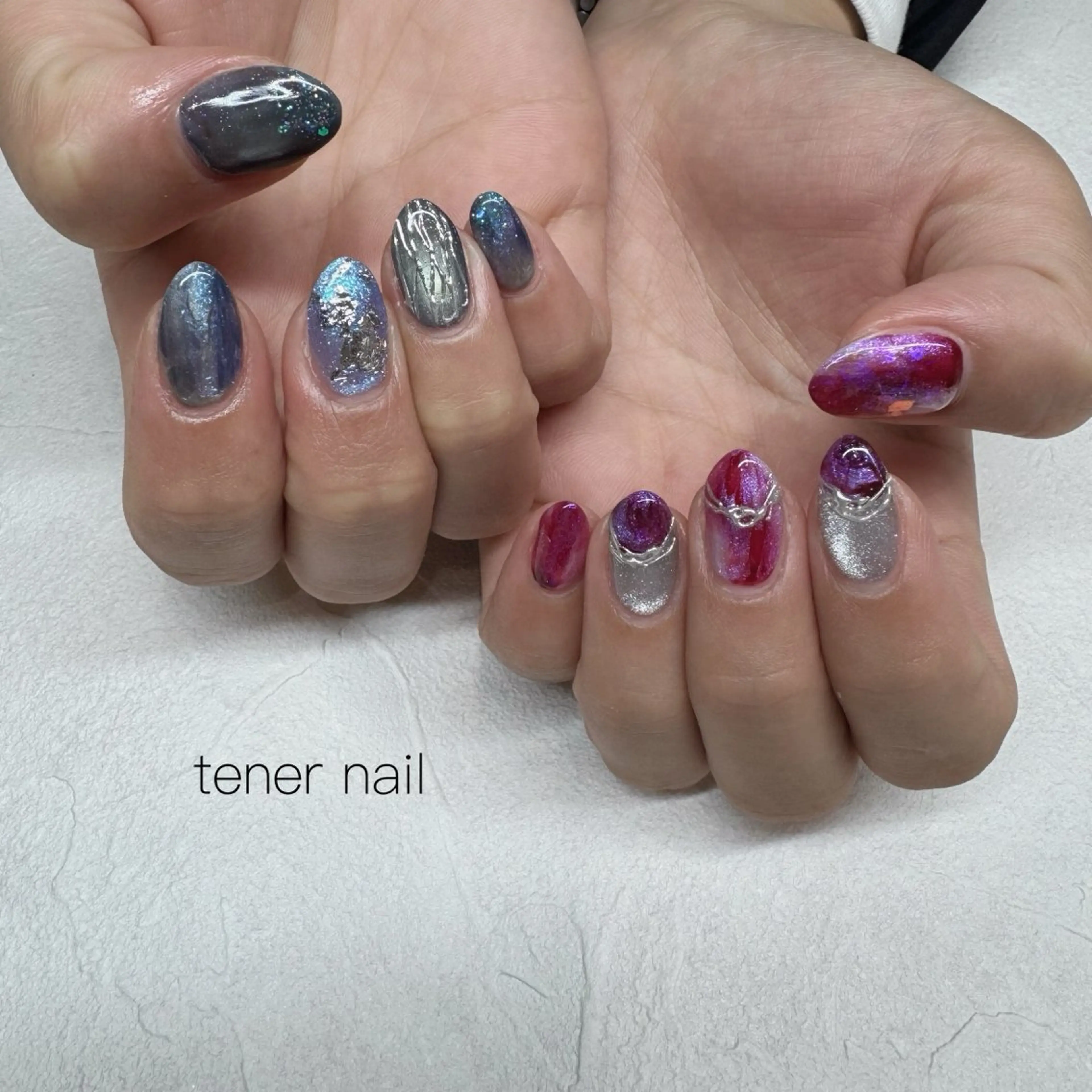 ネイル ブルー ピンク ハンドネイル tener  nail  テネルネイル所属・テネルネイル tener nailのネイルデザイン