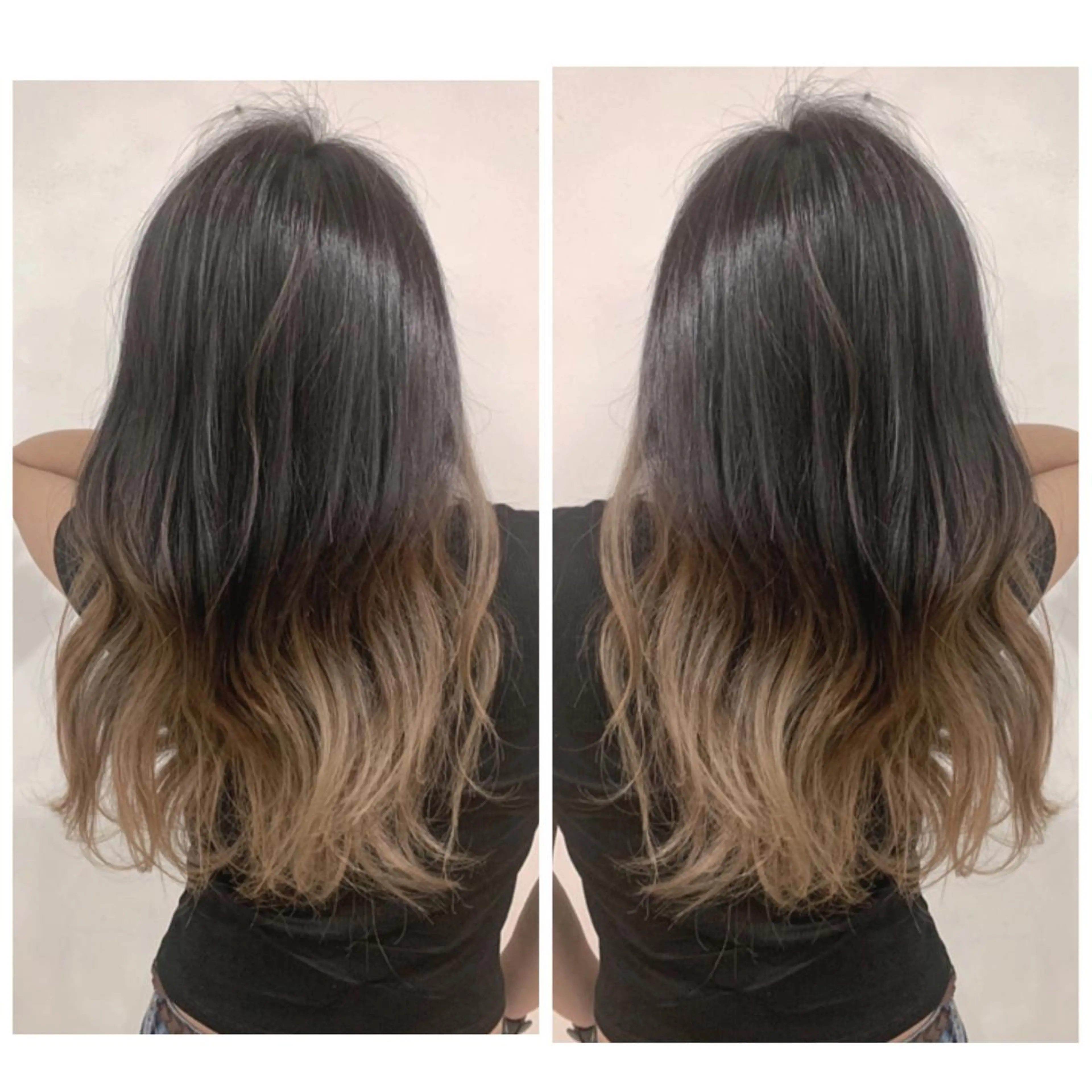 ロング カラー アッシュ バレイヤージュ ブリーチ デザインカラー グレージュ カット ヘアカラー トリートメント 京都大人女性ショート 徒歩1分/秋山のヘアスタイル