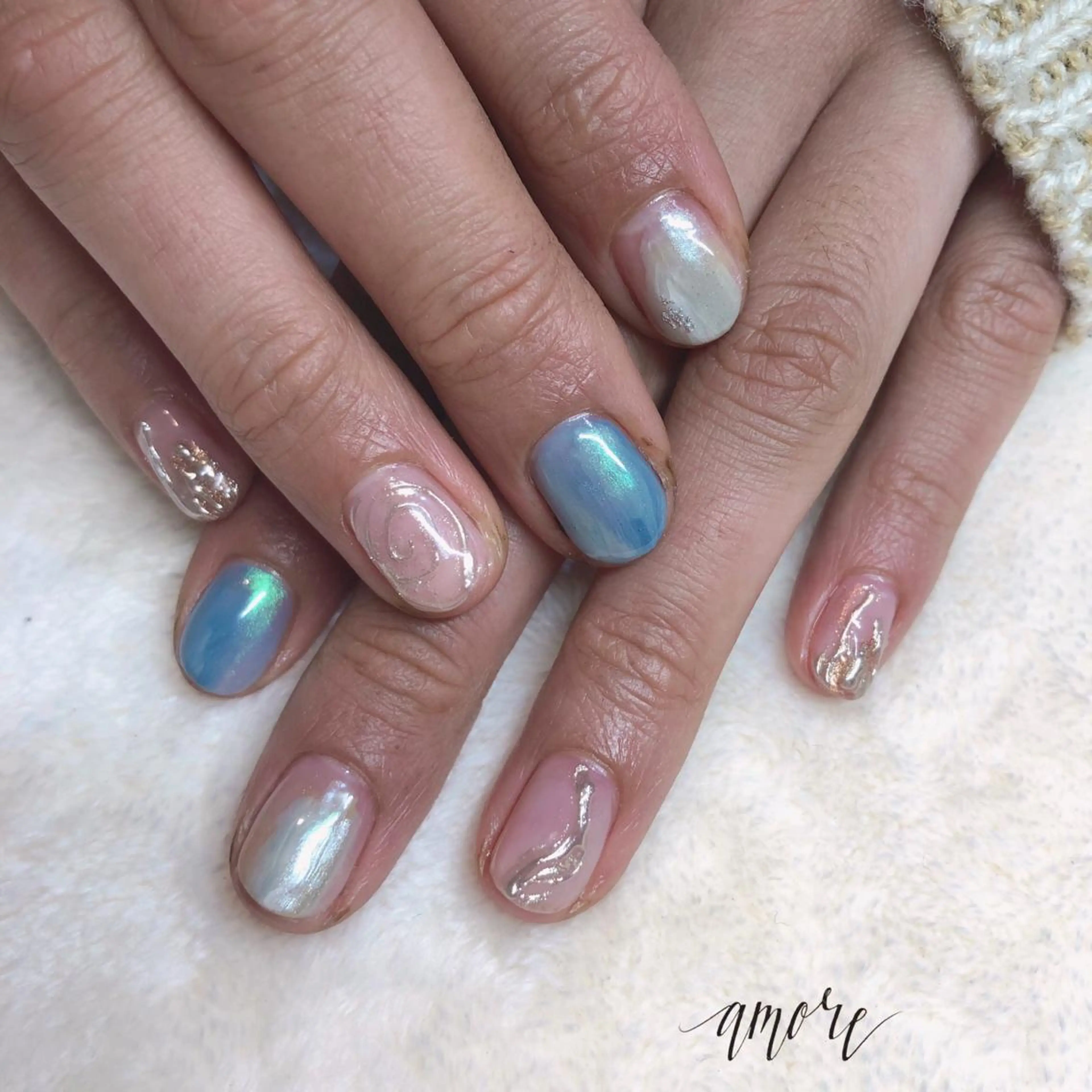 ネイル ジェルネイル ミラーネイル ニュアンスネイル 春ネイル You kyehwaのネイルデザイン