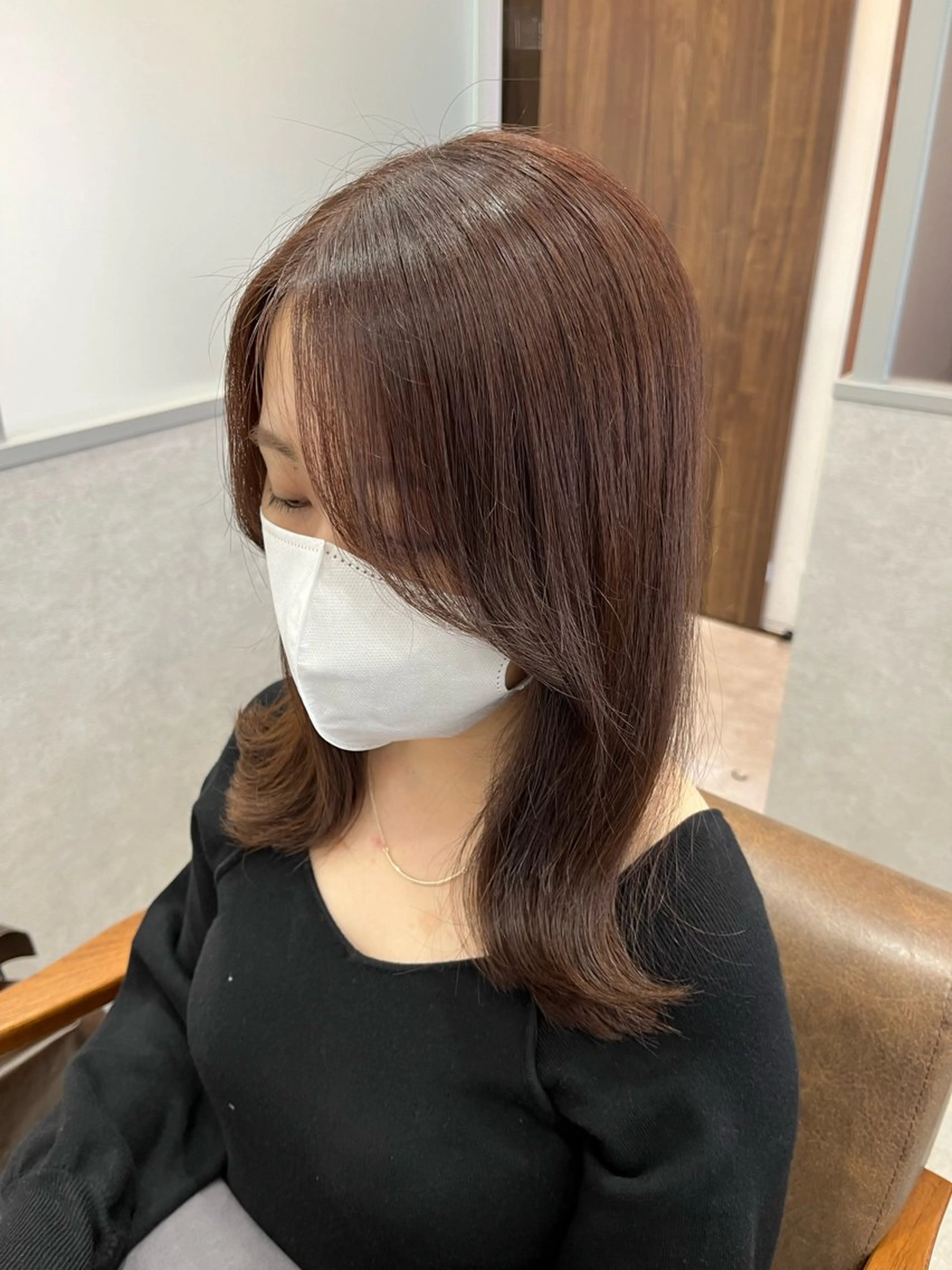 ミディアム 外ハネヘア カット 暖色＊ベージュ ＊くらたあやかのヘアスタイル