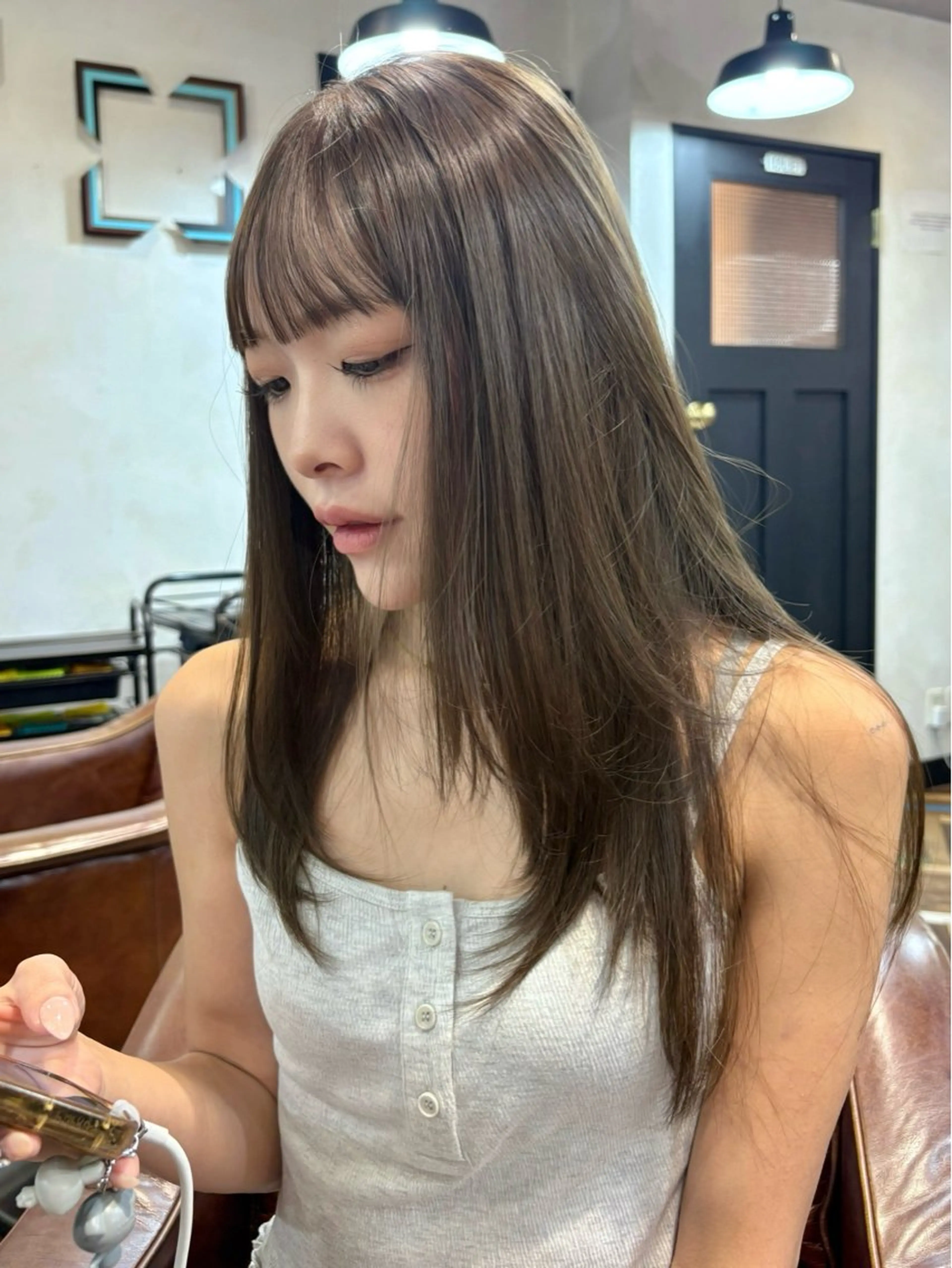 ロング カラー パーマ カット ヘアカラー レイヤー/透明感/ ブリーチなし/わかなのヘアスタイル