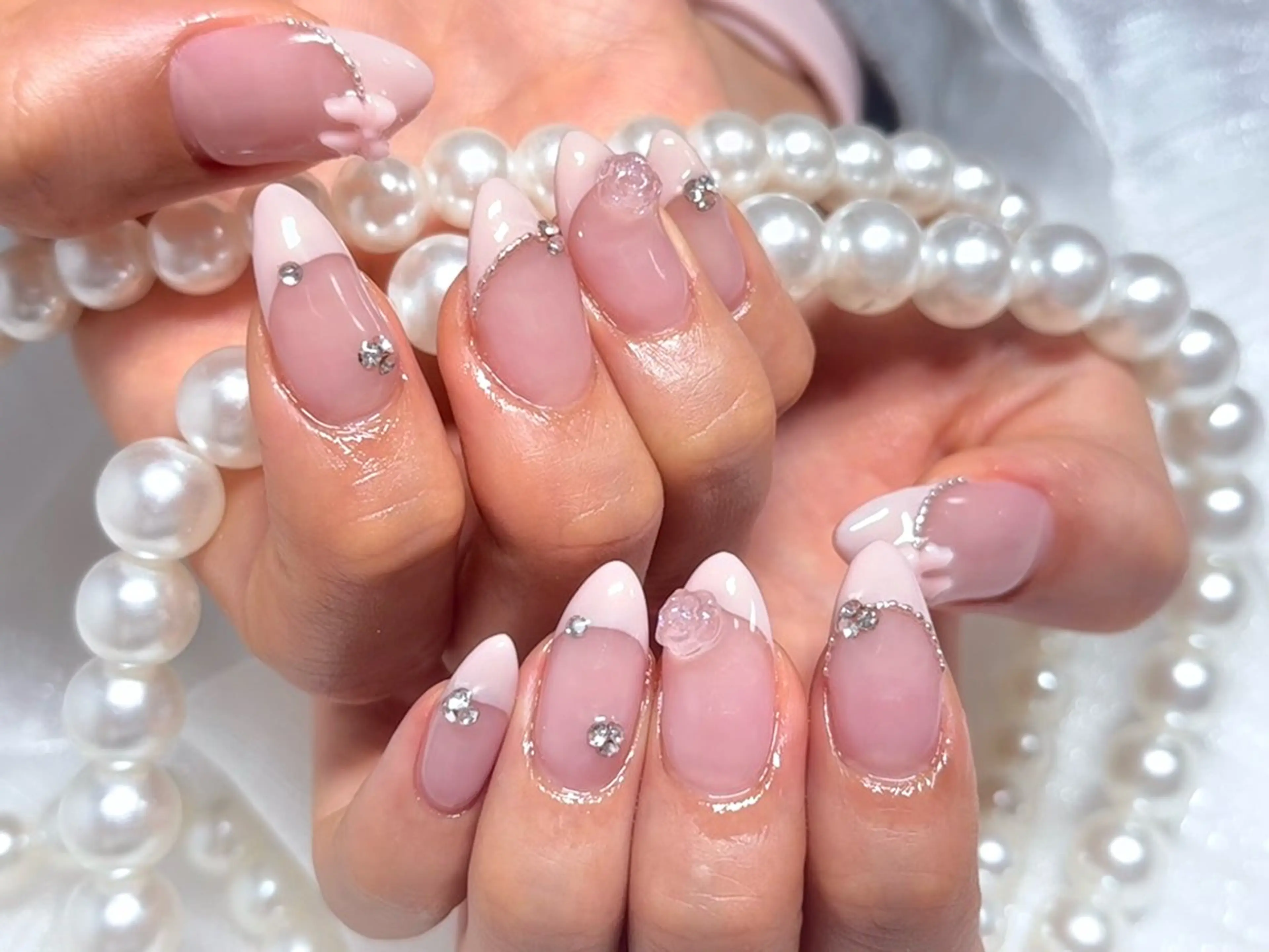 ネイル アートネイル クリアネイル 成人式 長さ出し フラッシュネイル か な🧚‍♀️のネイルデザイン